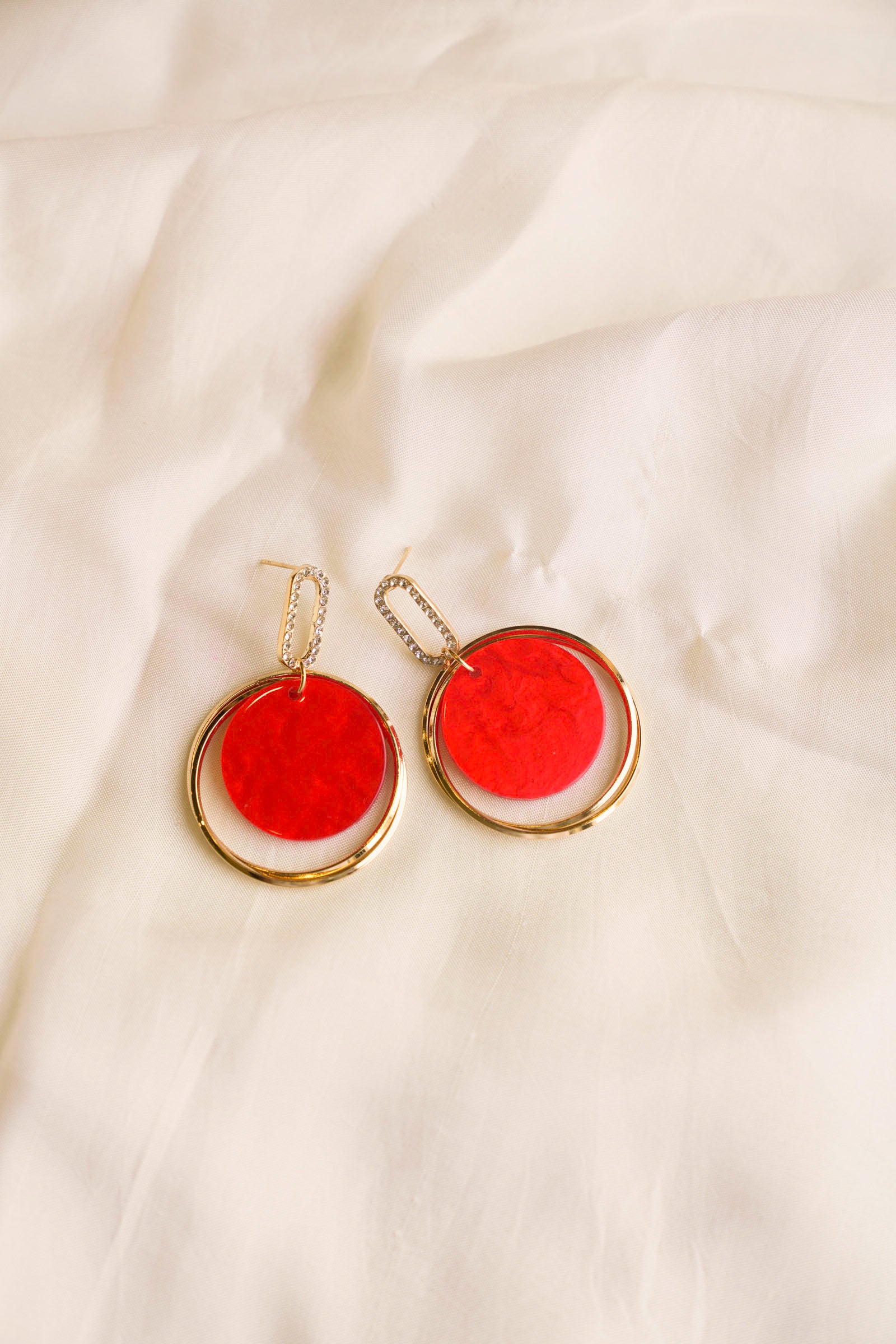 Red & Gold Drop Earrings Beyond East Official