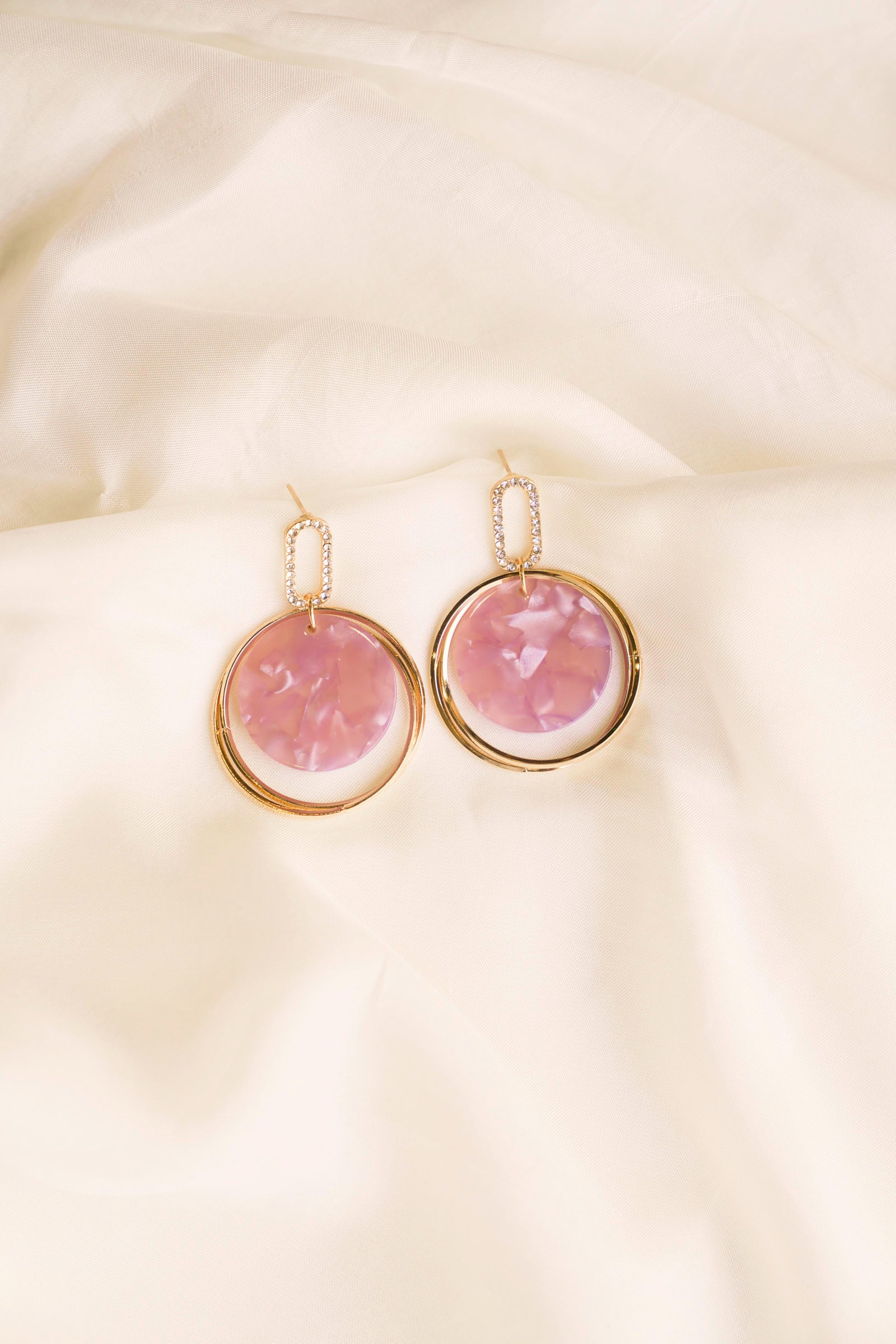 Pink & Gold Drop Earrings Beyond East Official