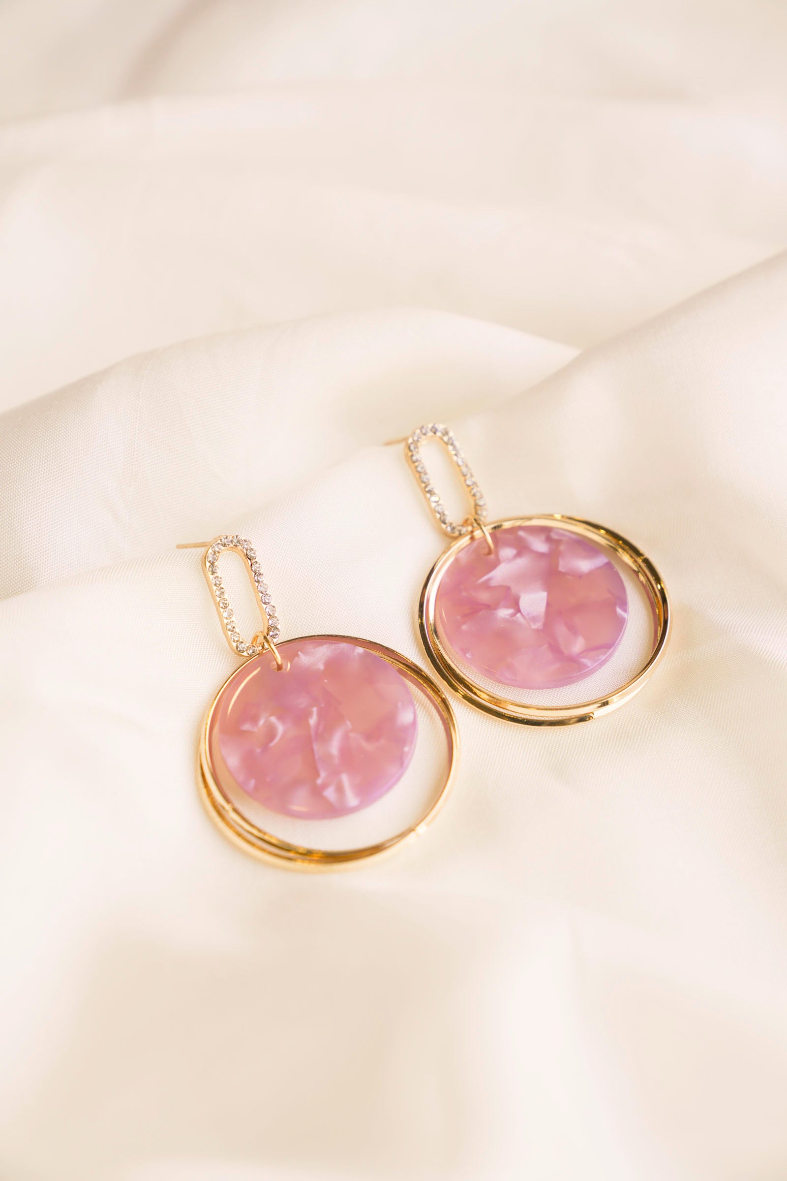Pink &amp; Gold Drop Earrings