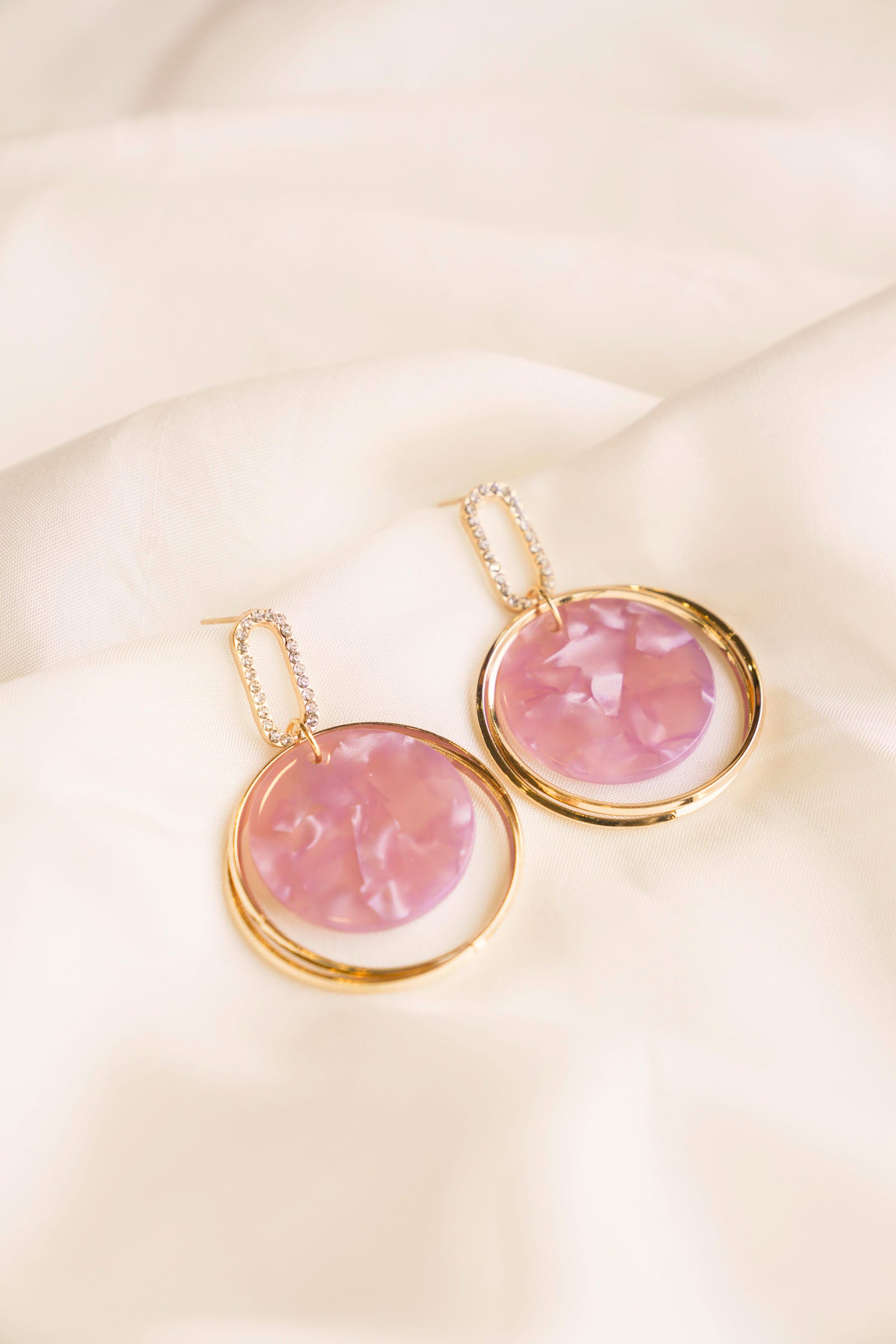 Pink & Gold Drop Earrings Beyond East Official