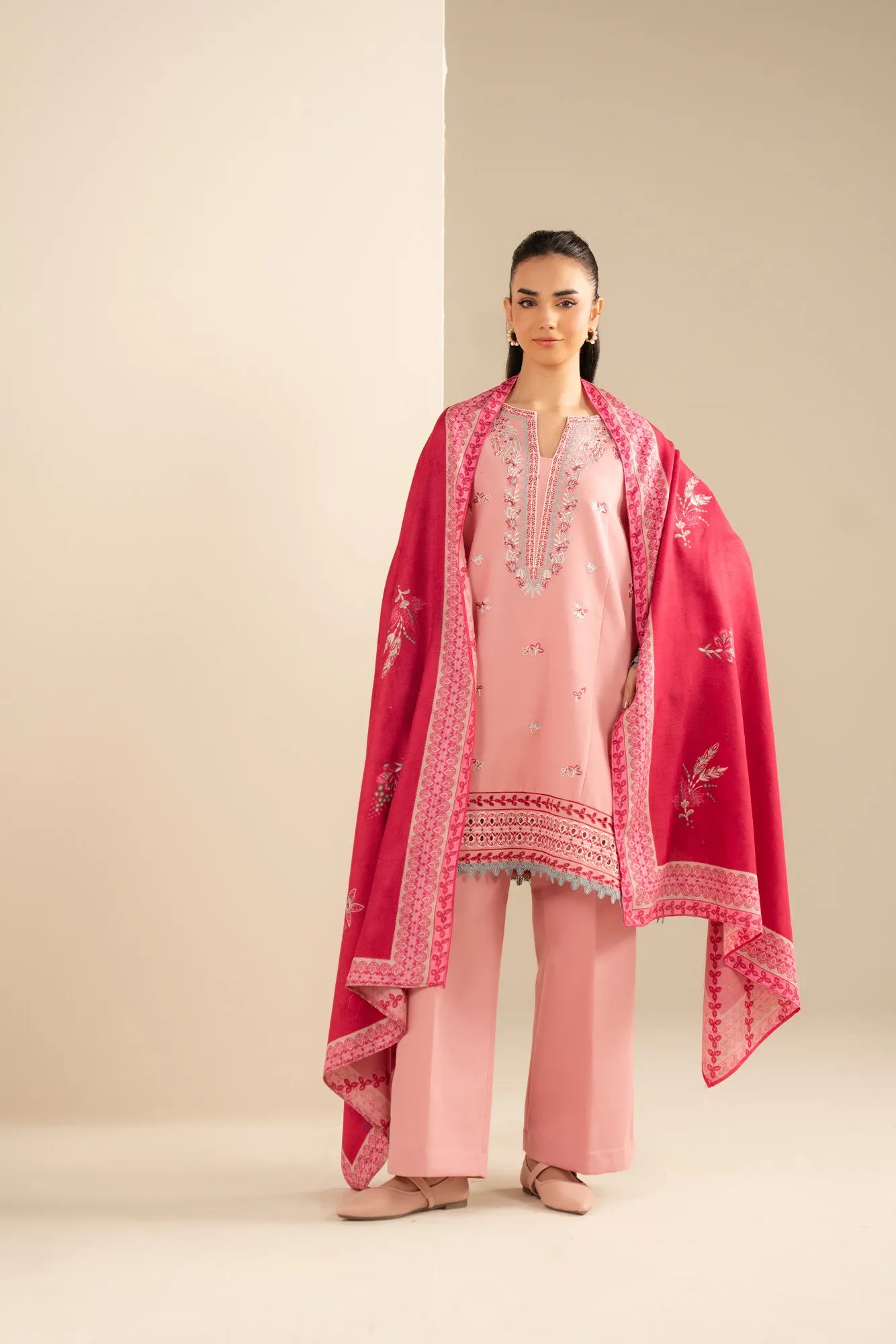 3 Piece Embroidered Khaddar Suit Unstitched Fall - 25