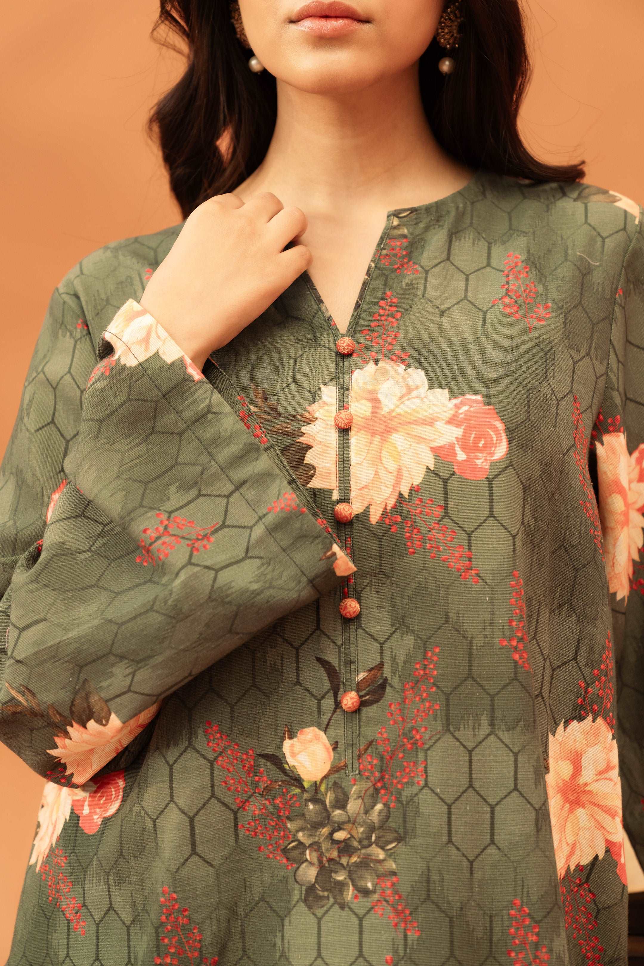 3 Piece Printed Khaddar Suit Unstitched Winter-24