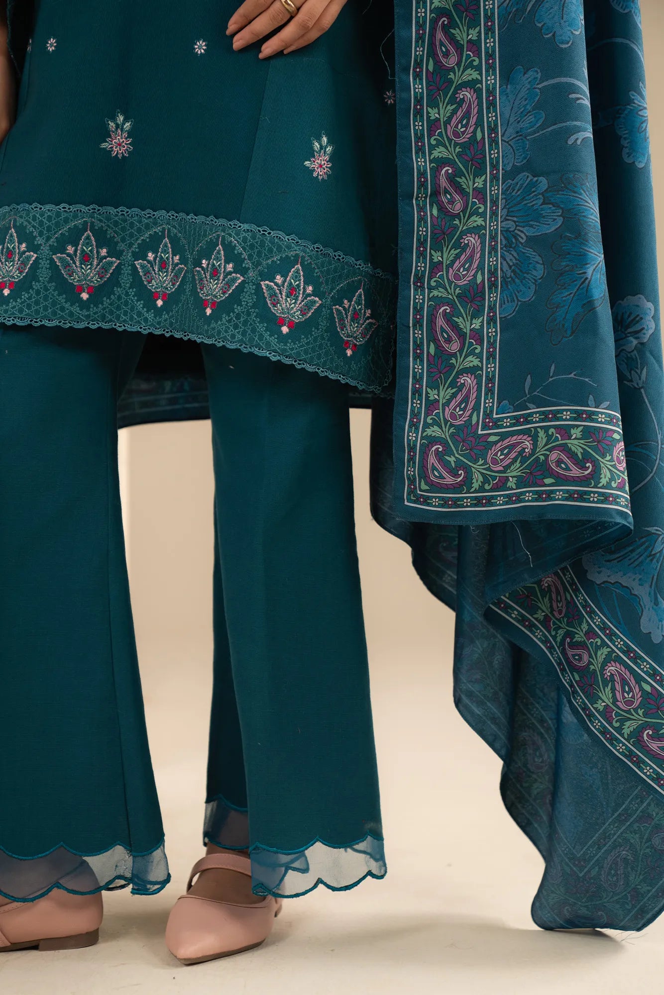 3 Piece Embroidered Khaddar Suit Unstitched Fall - 25