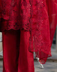 3 Piece Embroidered Raw Silk Suit