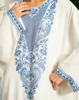 1 Piece Embroidered Raw Silk Kaftan