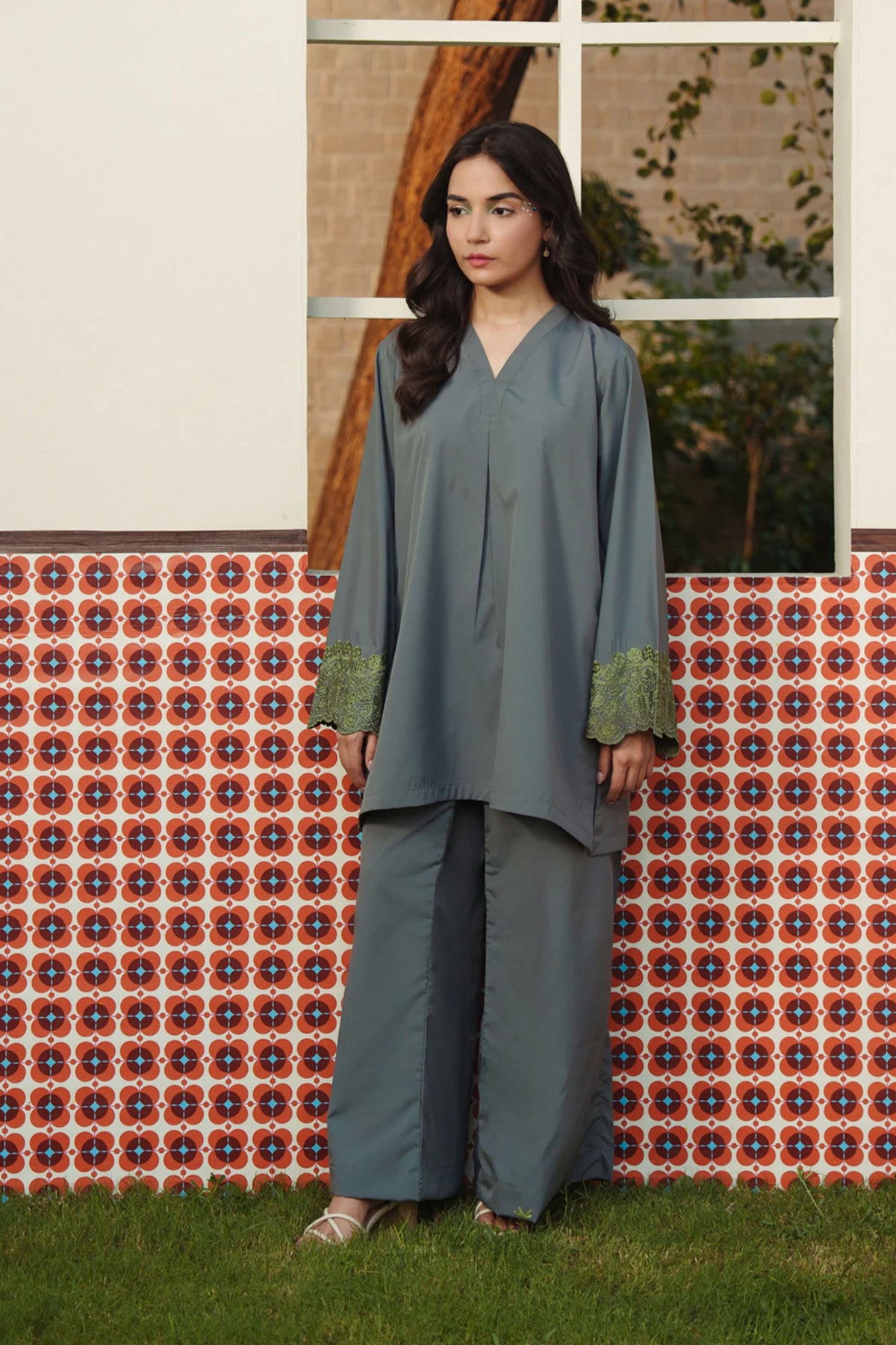 2 Piece Embroidered Co-Ord Set Pret SS - 26