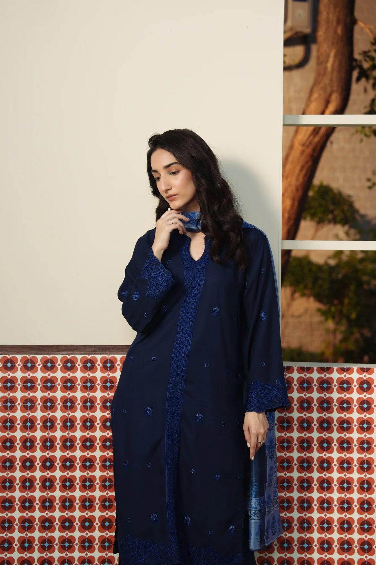 3 Piece Embroidered Karandi Suit Pret SS - 26