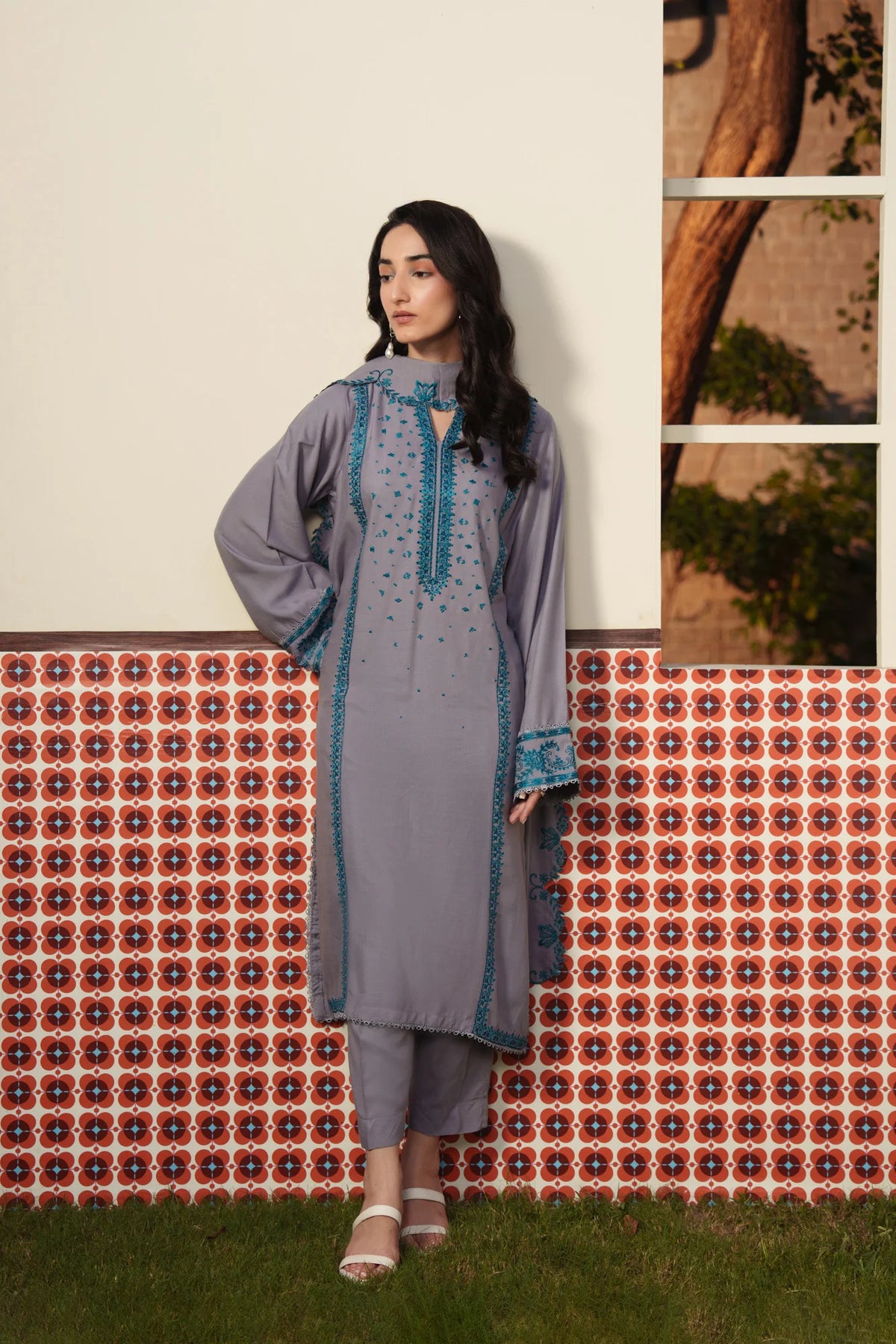 3 Piece Embroidered Linen Suit Pret SS - 26