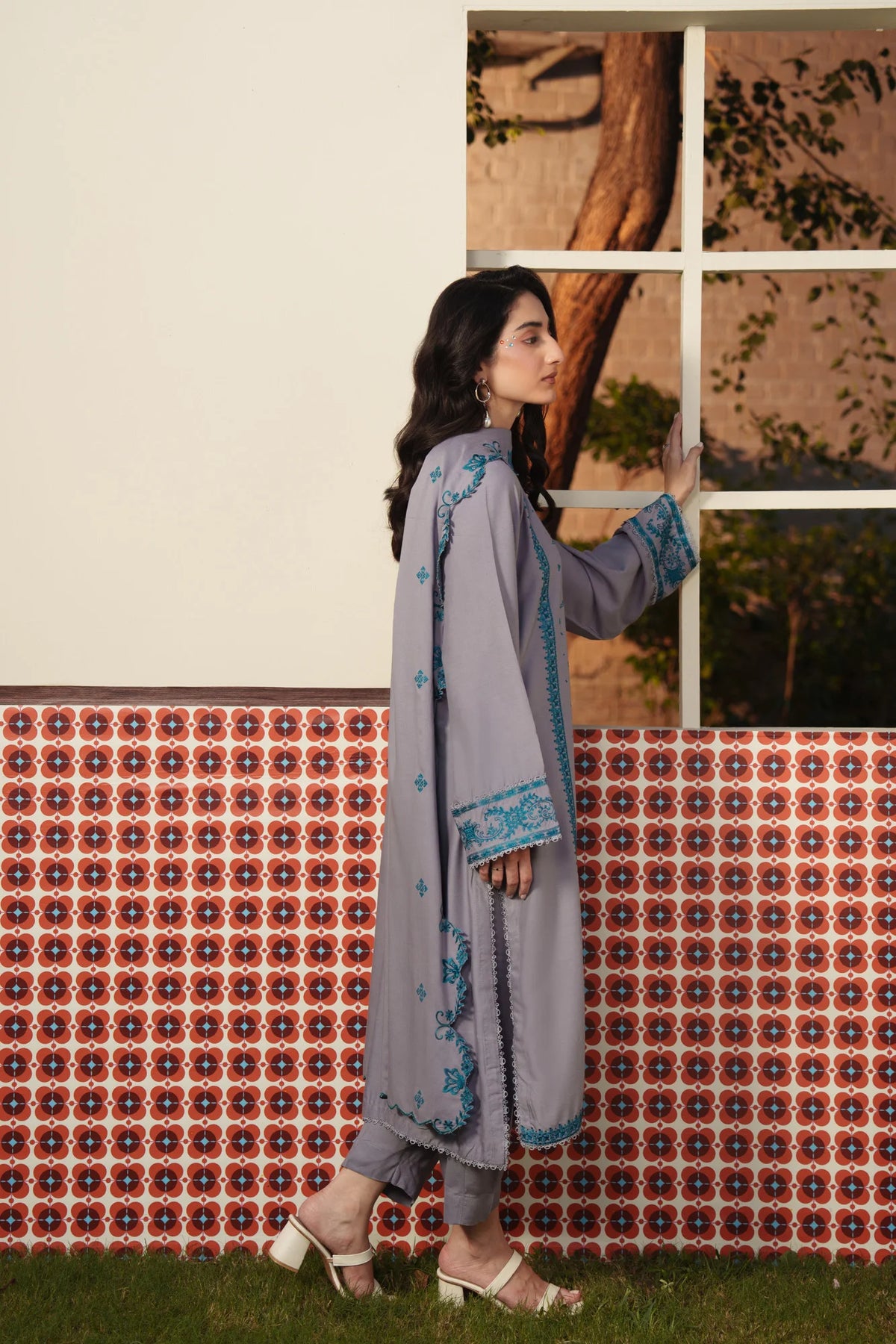 3 Piece Embroidered Linen Suit Pret SS - 26