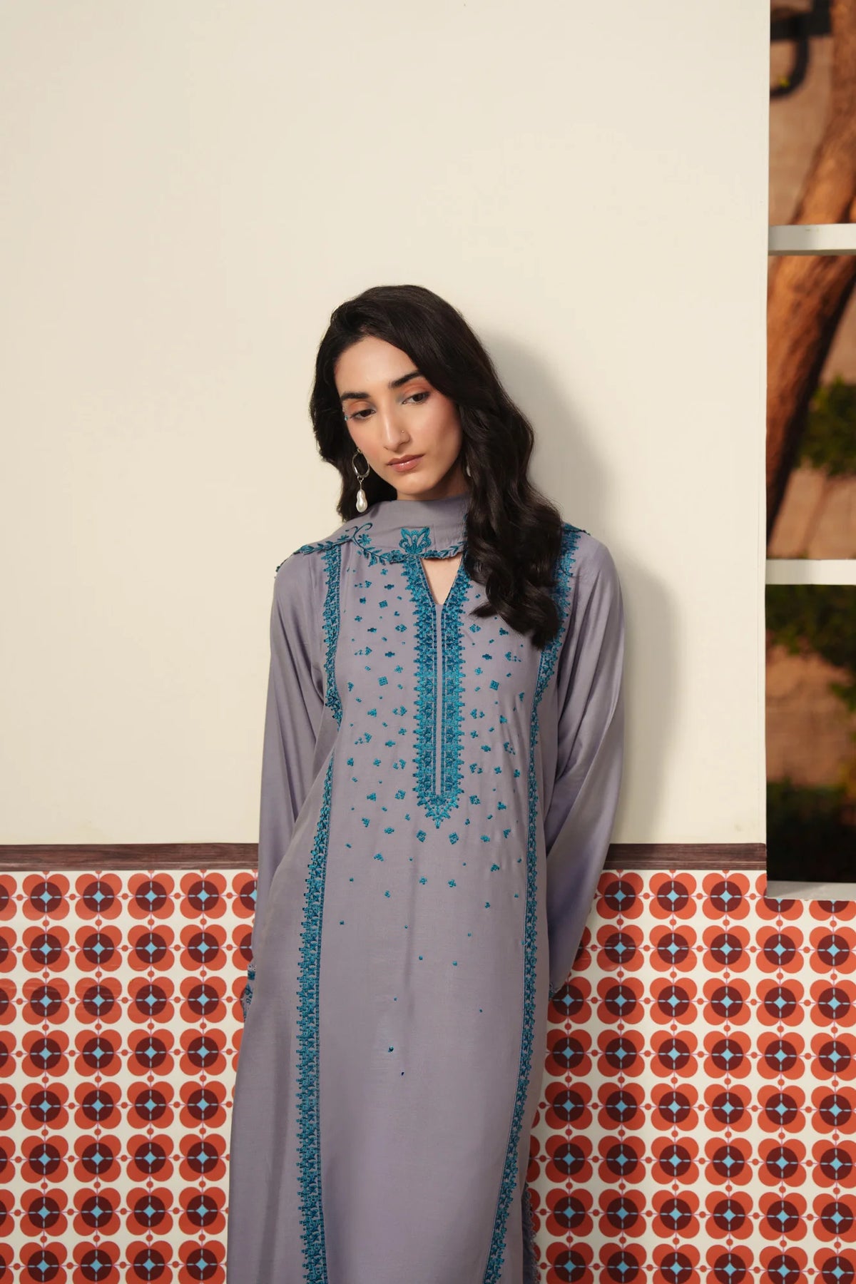 3 Piece Embroidered Linen Suit Pret SS - 26