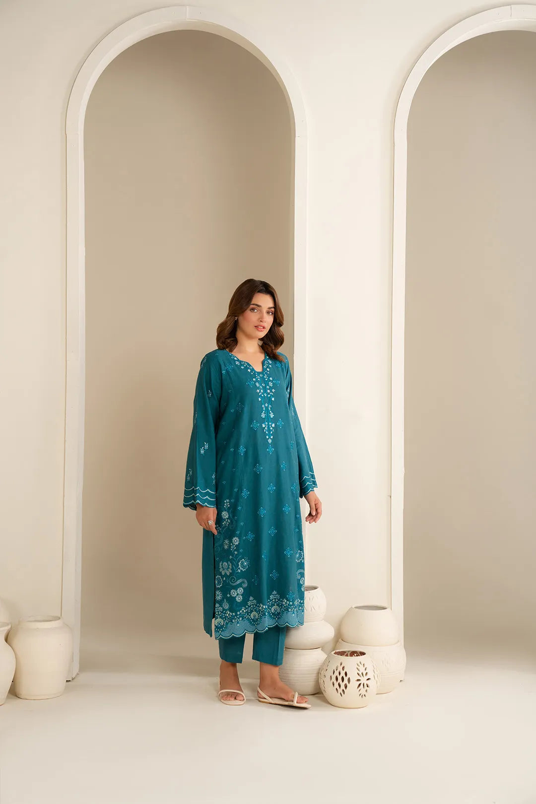 2 Piece Embroidered Khaddar Suit Pret Fall - 25