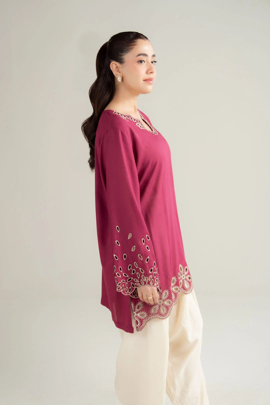 1 Piece Embroidered Linen Shirt Pret SS - 26