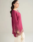 1 Piece Embroidered Linen Shirt Pret SS - 26