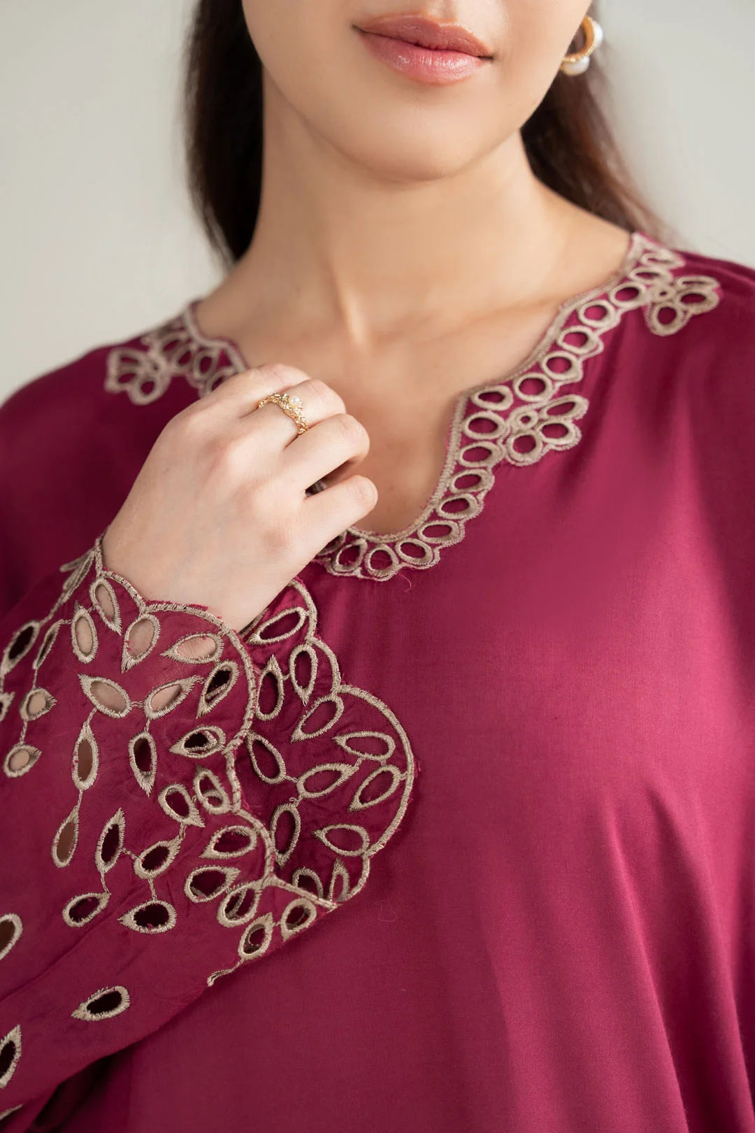 1 Piece Embroidered Linen Shirt Pret SS - 26