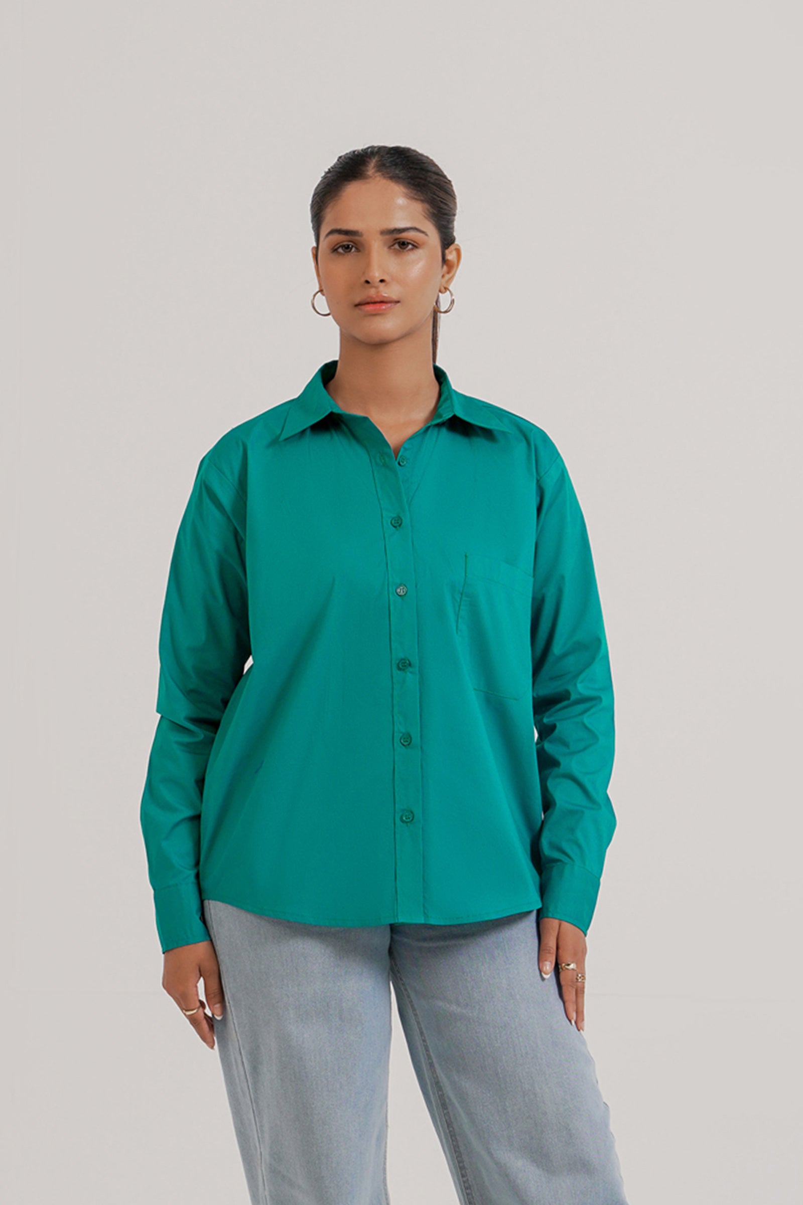 Solid Button-up Shirt Beyond East Official