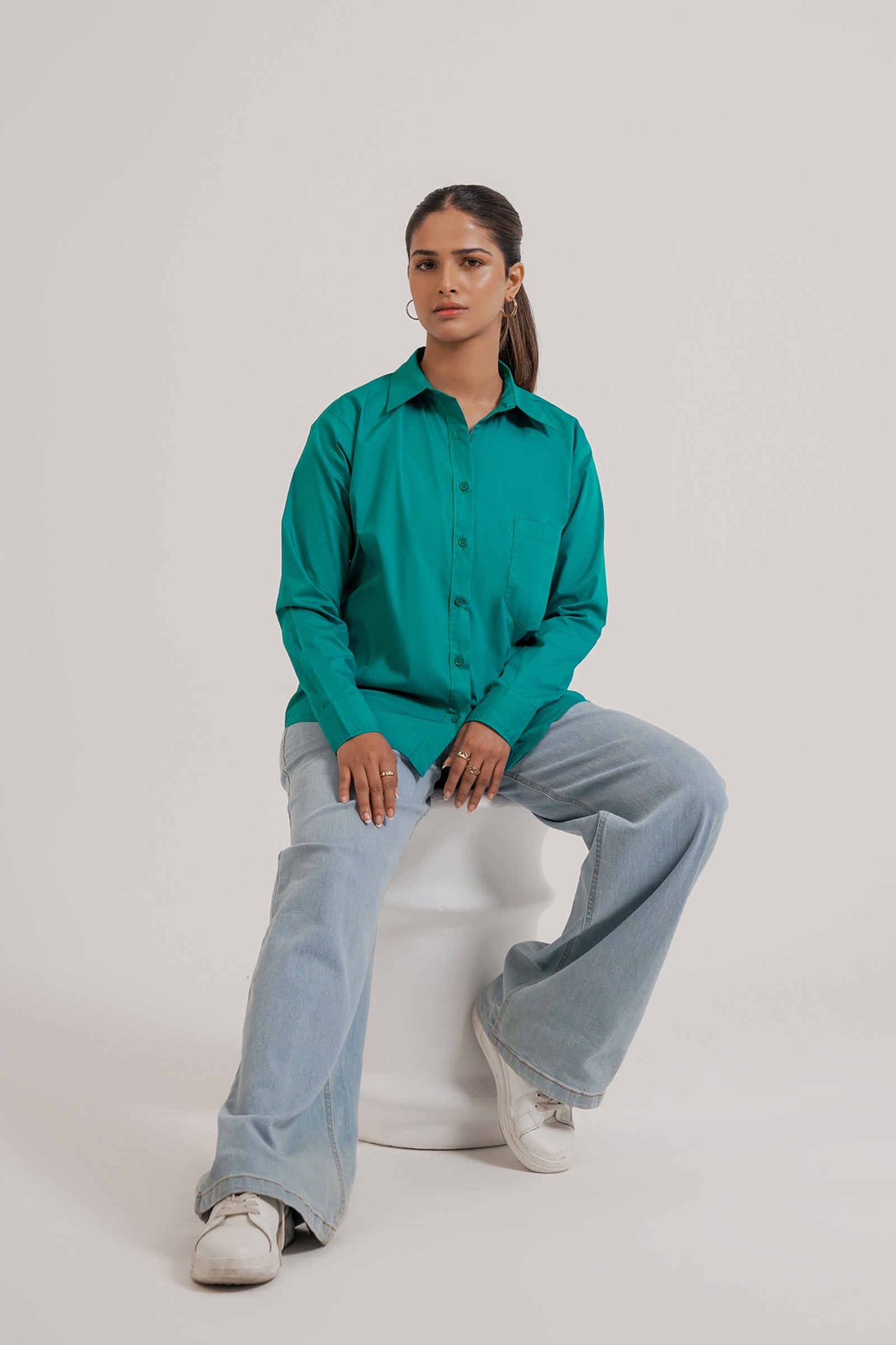 Solid Button-up Shirt Beyond East Official