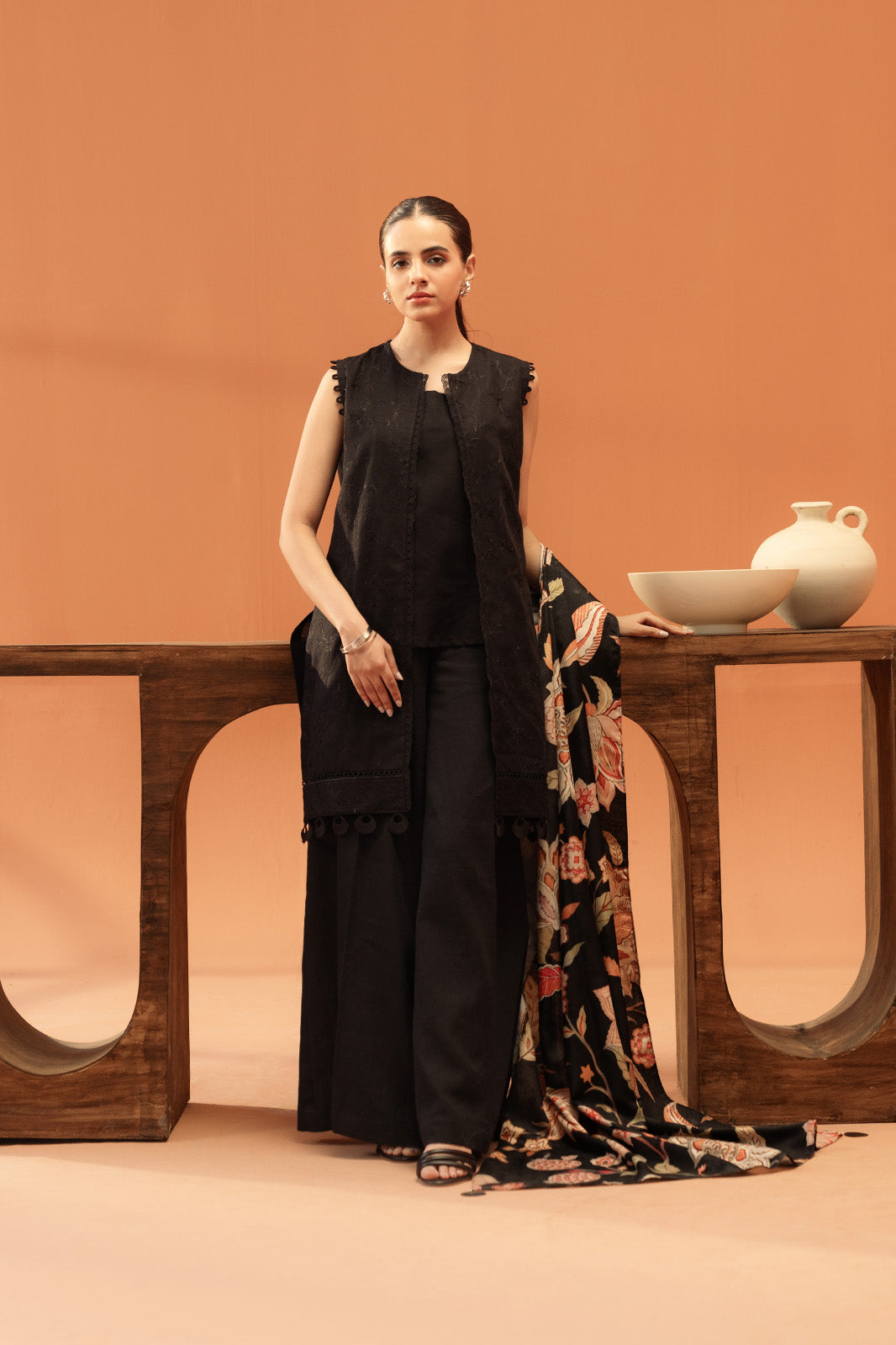 3 Piece Embroidered Khaddar Suit Unstitched Winter-24