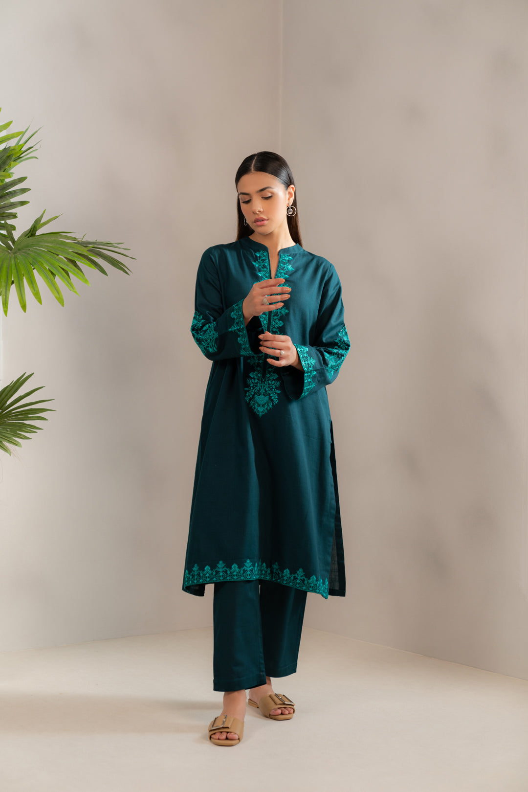 2 Piece Embroidered Khaddar Suit Pret Winter-24