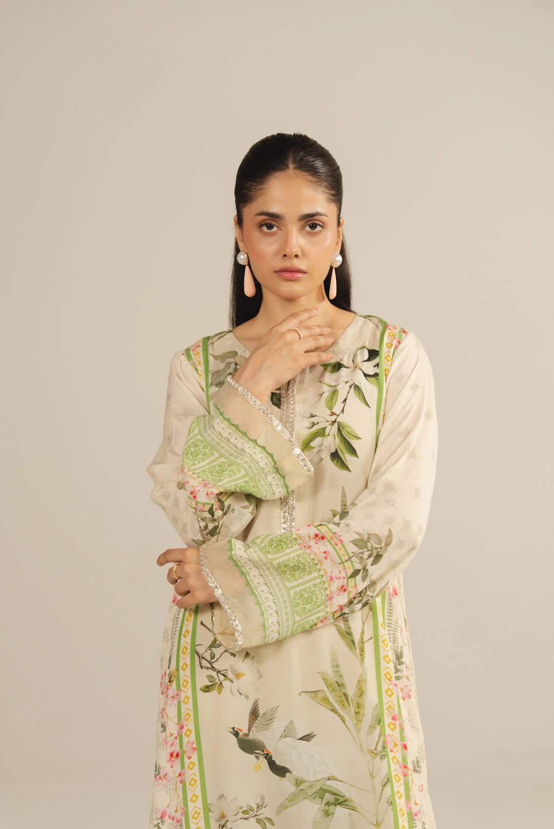 1 Piece Printed Silk Kaftan