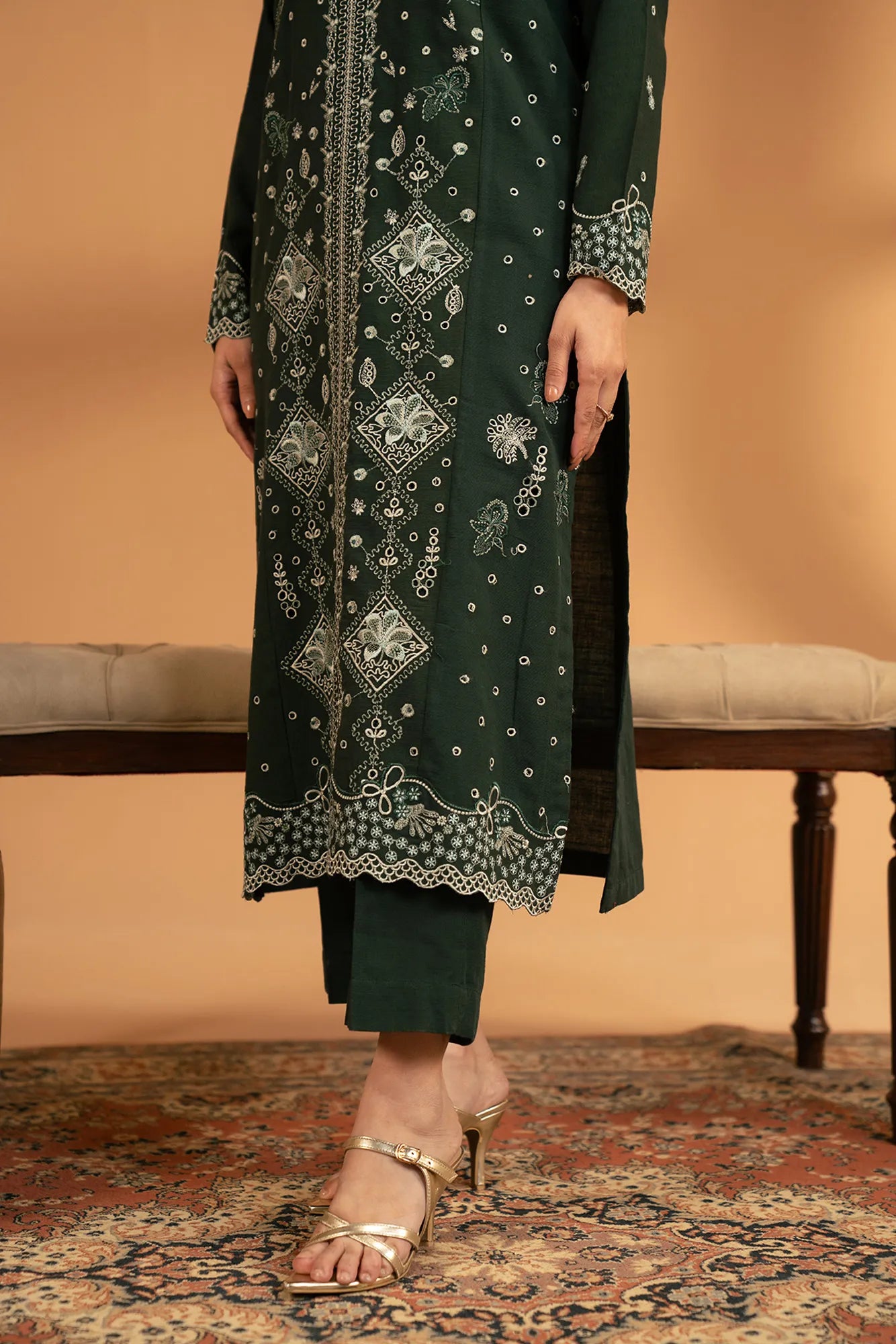 2 Piece Embroidered Khaddar Suit Pret Fall - 25