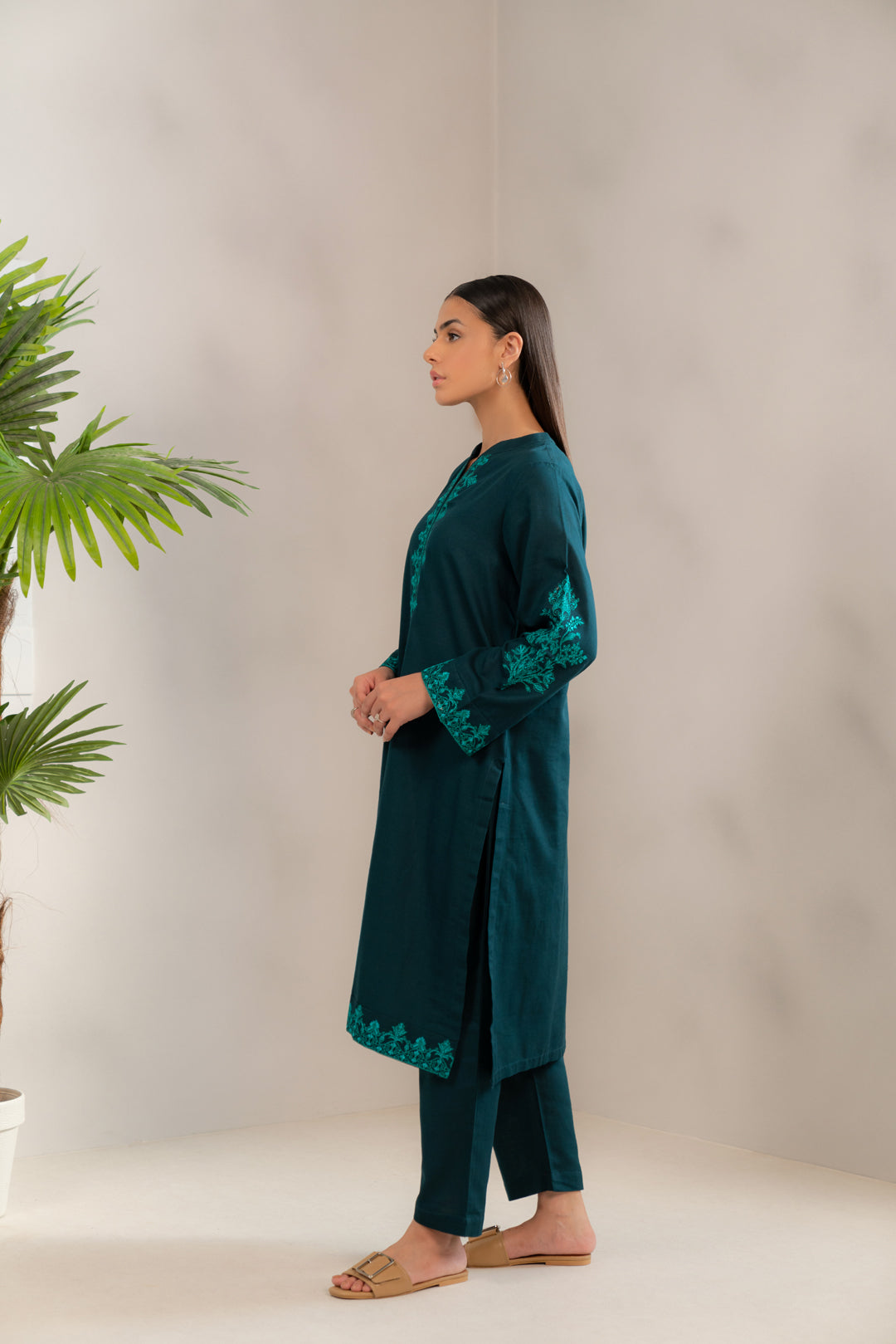 2 Piece Embroidered Khaddar Suit Pret Winter-24