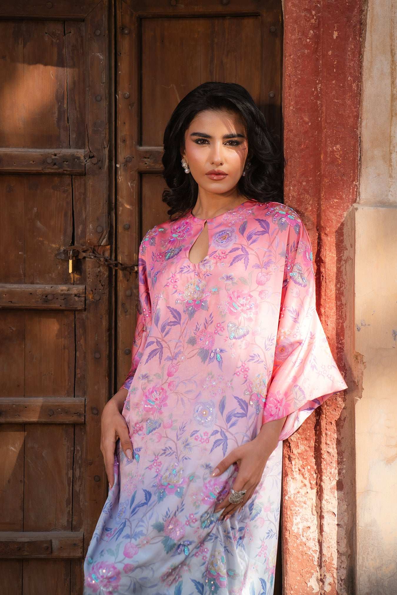 1 Piece Embroidered Silk Kaftan