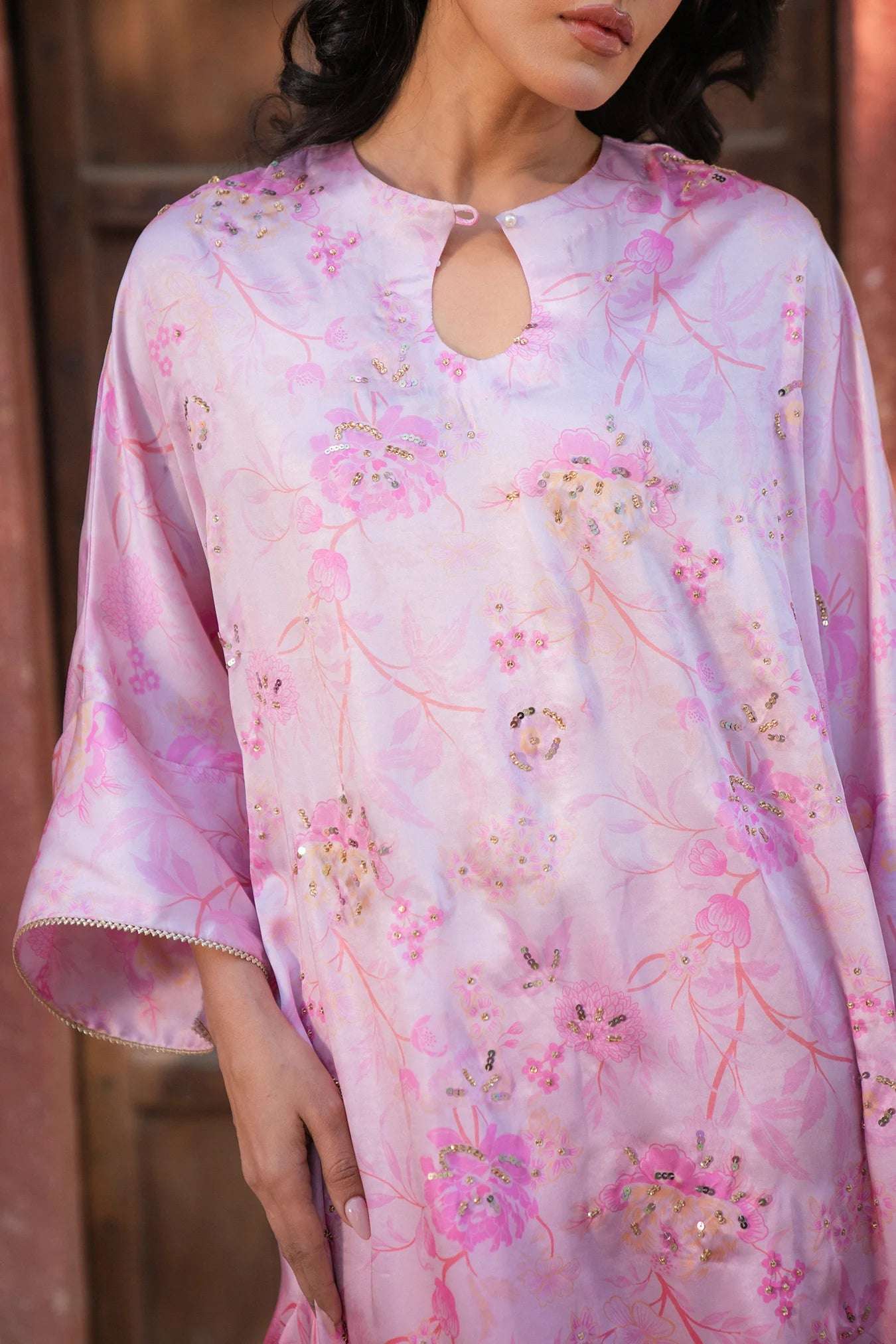 1 Piece Embroidered Silk Kaftan