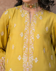 3 Piece Embroidered Raw Silk Suit Pret SS - 25