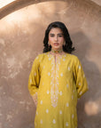 3 Piece Embroidered Raw Silk Suit Pret SS - 25