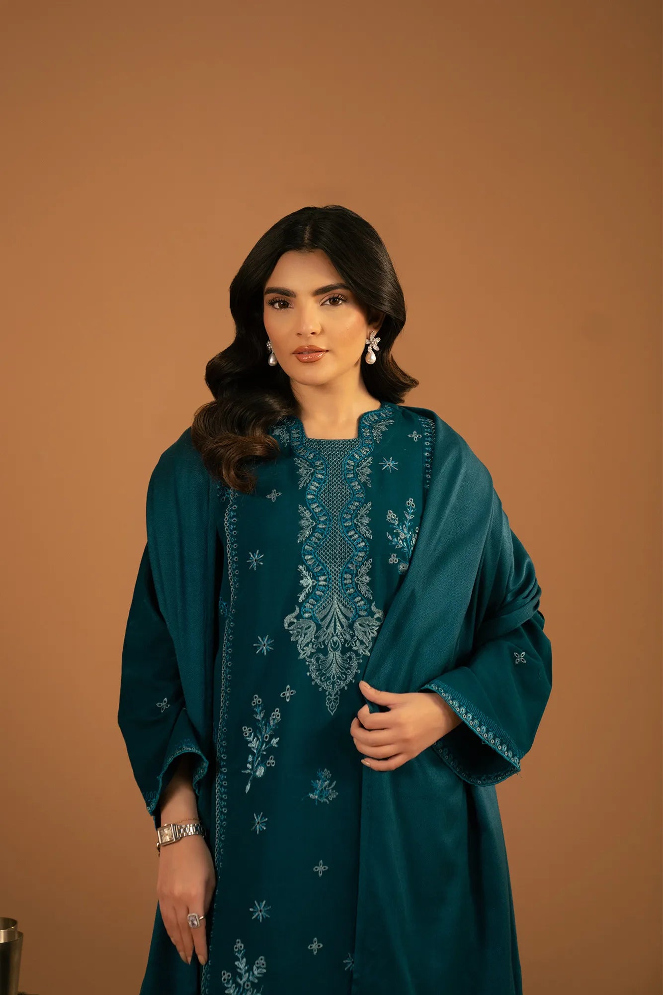 1 Piece Embroidered Shawl Pret Fall - 25