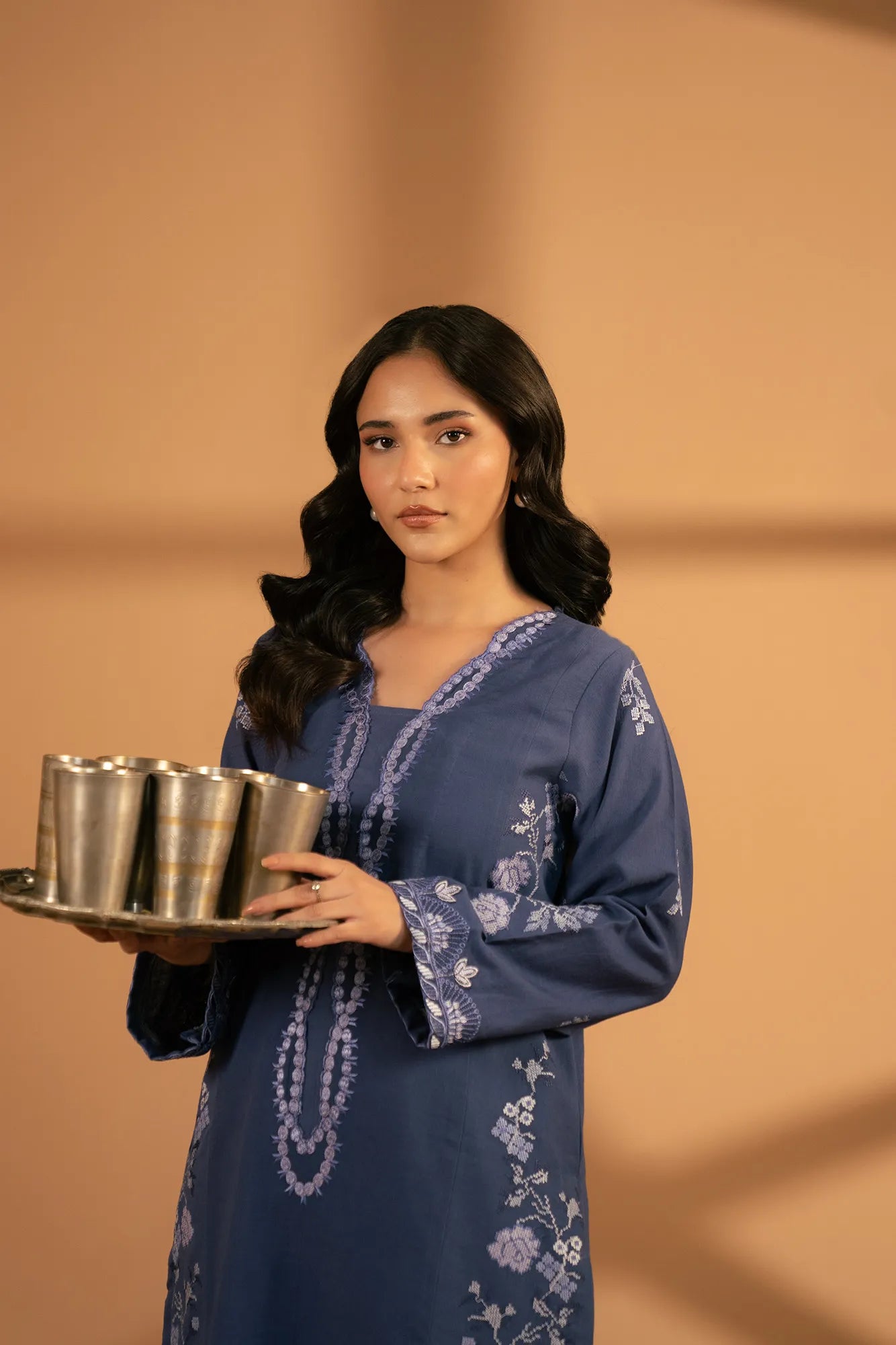 2 Piece Embroidered Khaddar Suit Pret Fall - 25