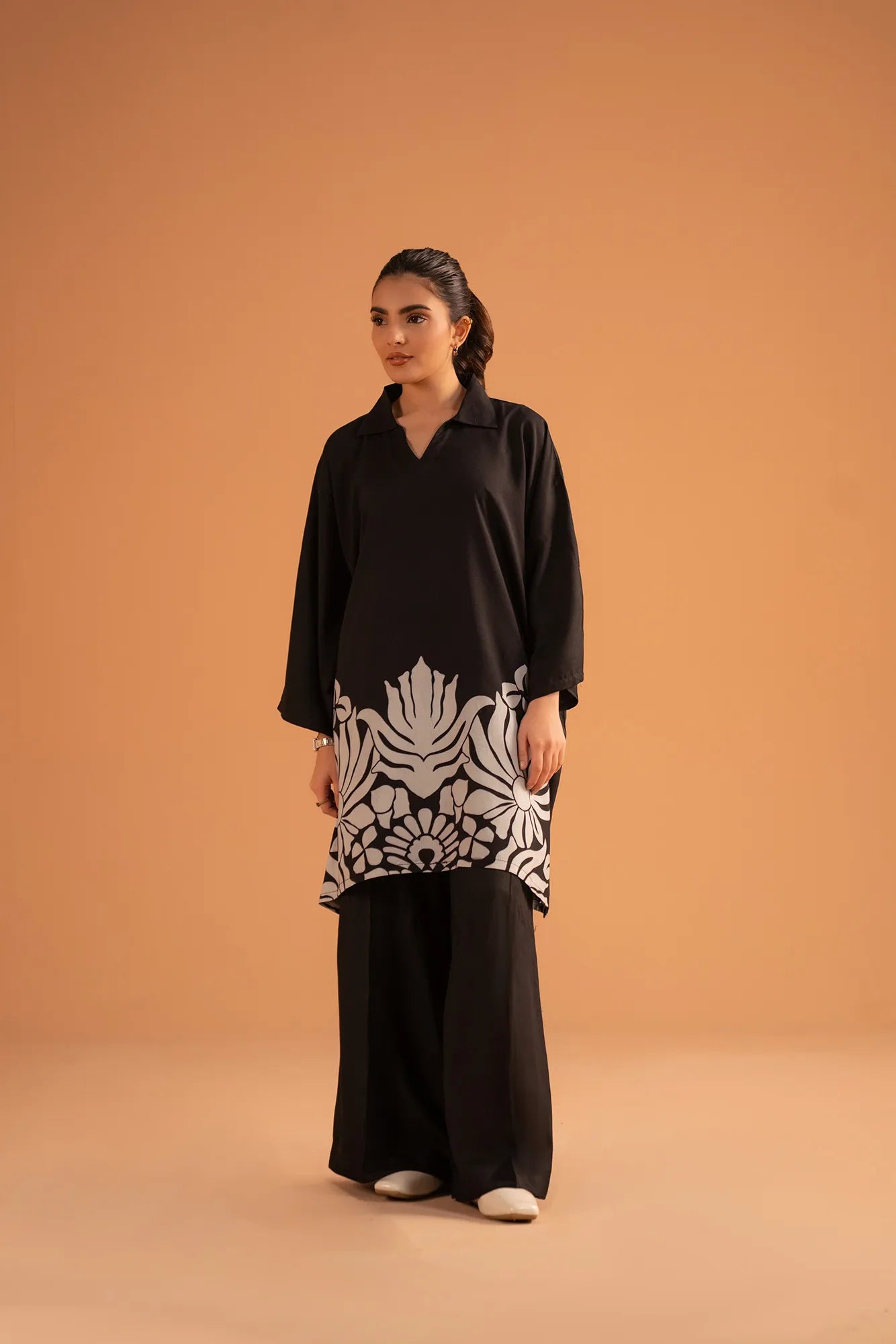 1 Piece Printed Linen Shirt Pret Fall - 25