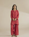 2 Piece Embroidered Raw Silk Suit