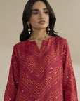 2 Piece Embroidered Raw Silk Suit