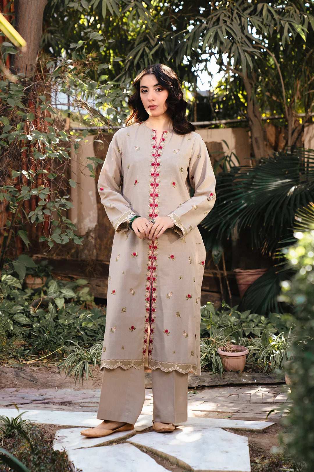 2 Piece Embroidered Khaddar Suit