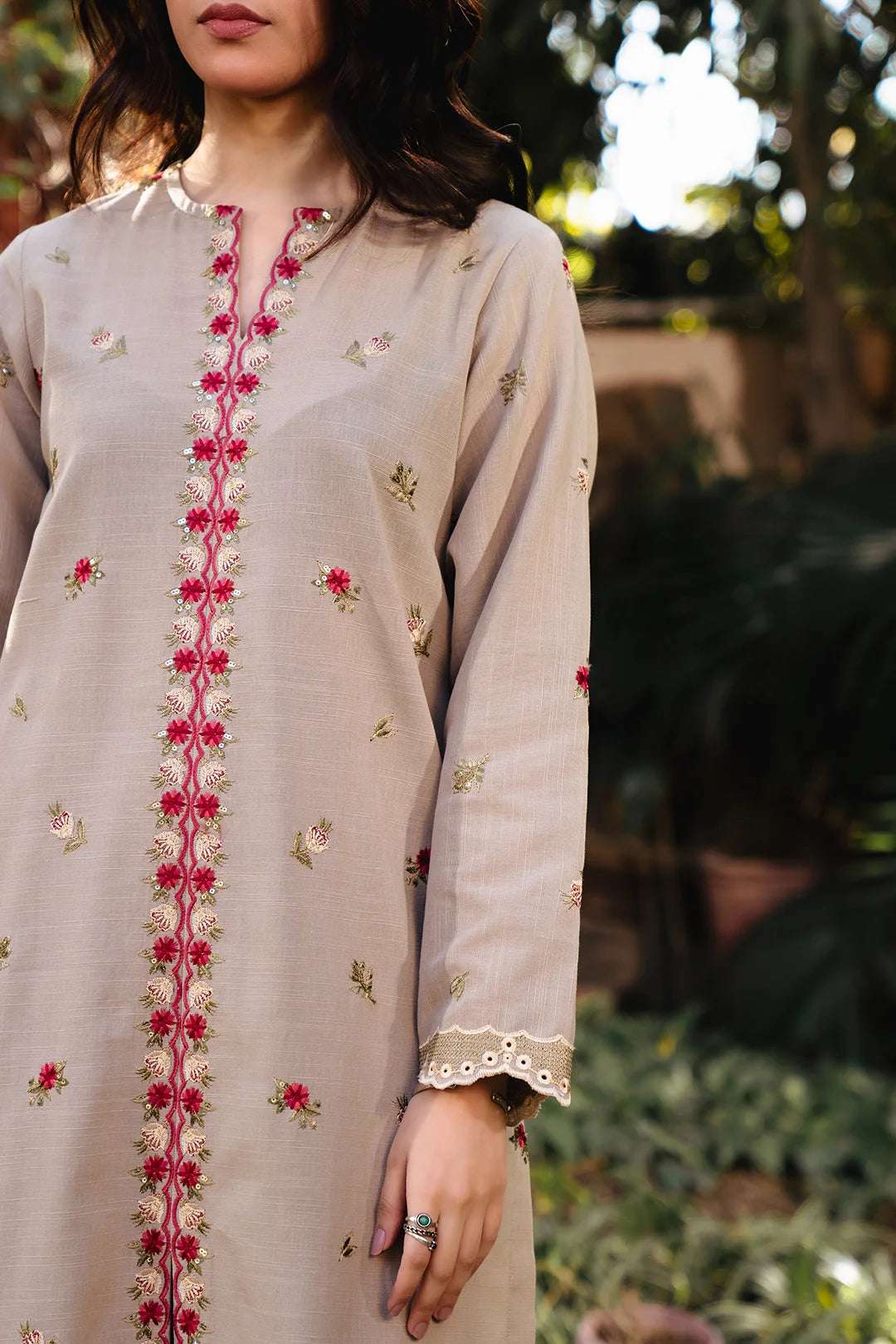 2 Piece Embroidered Khaddar Suit