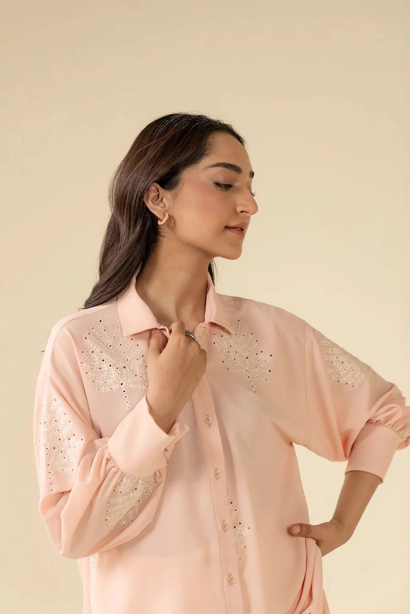 1 Piece Embroidered Georgette Shirt Pret SS - 25