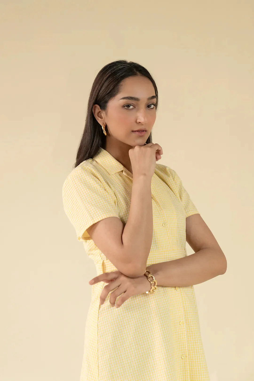 1 Piece Solid Cotton Mini Dress Pret SS - 25