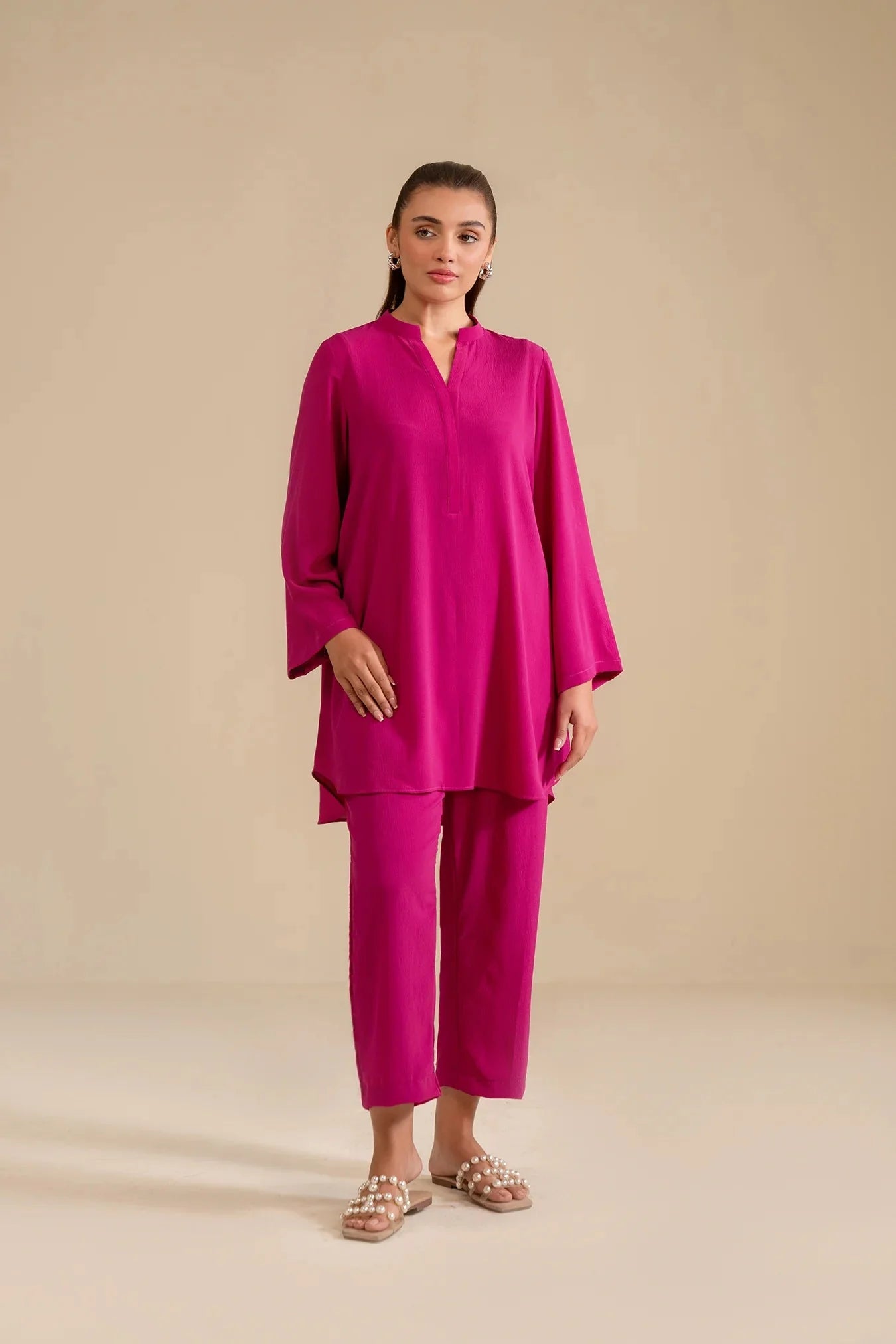 2 Piece Solid Georgette Suit Pret SS - 25