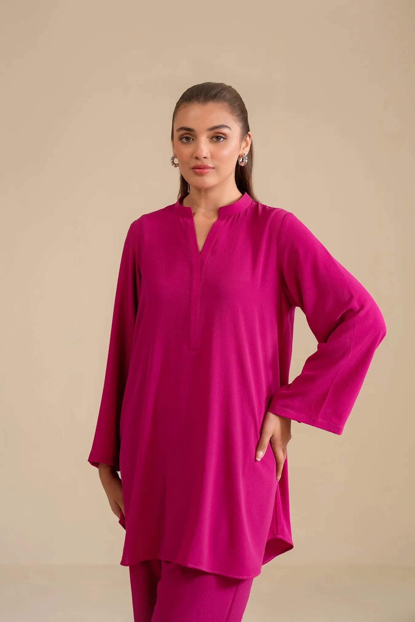 2 Piece Solid Georgette Suit Pret SS - 25