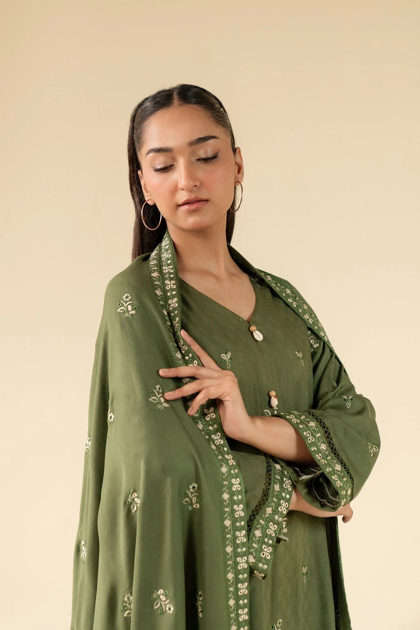 3 Piece Embroidery Dobby Suit Unstitched Winter-24