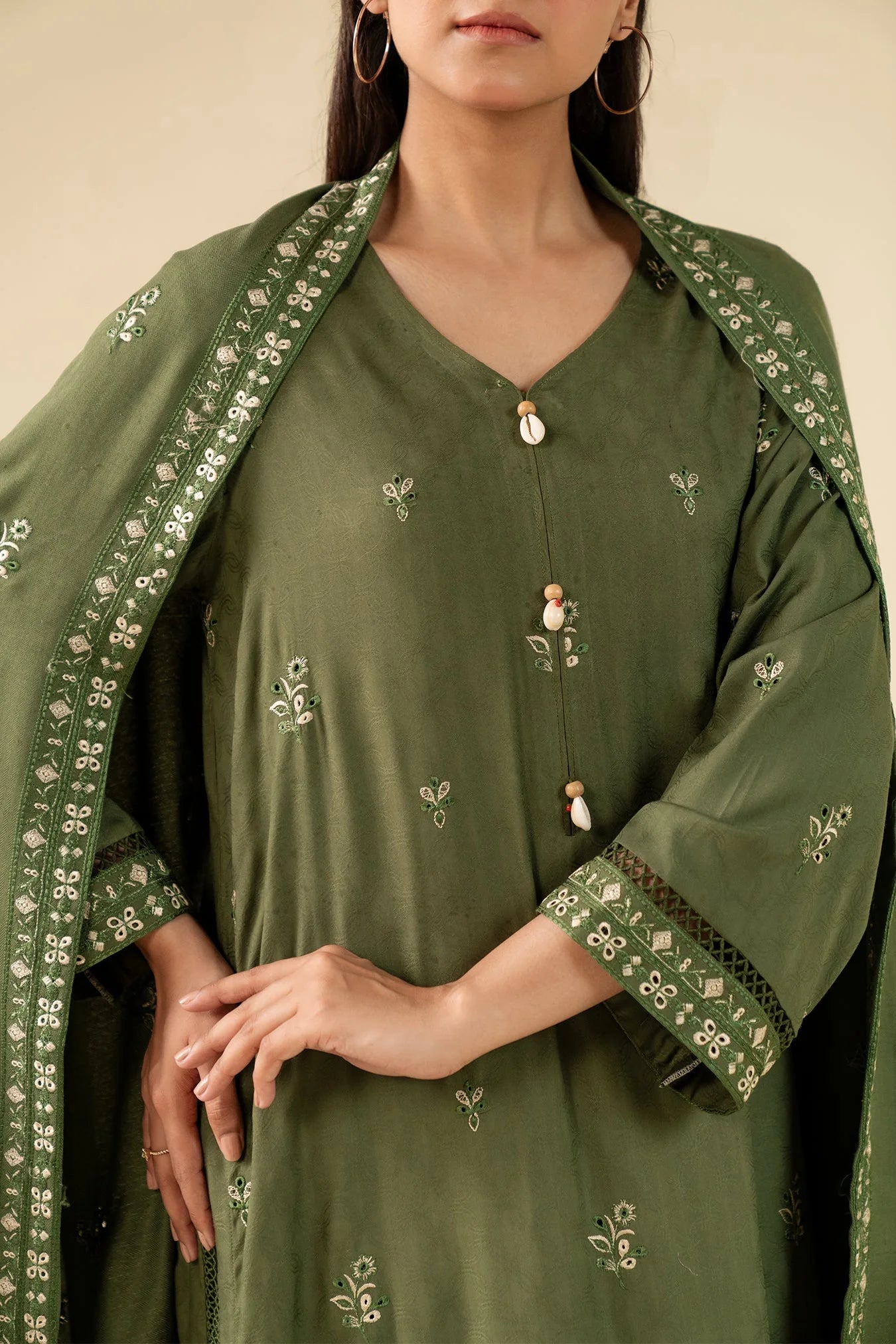 3 Piece Embroidery Dobby Suit Unstitched Winter-24