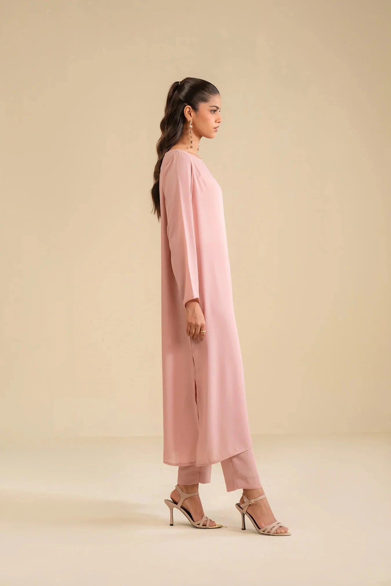 2 Piece Solid Georgette Suit Pret SS - 25