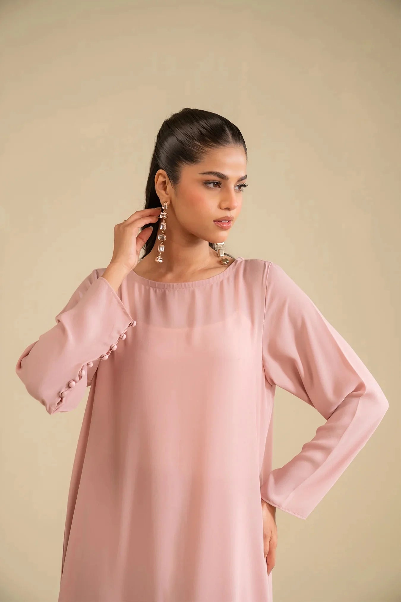 2 Piece Solid Georgette Suit Pret SS - 25