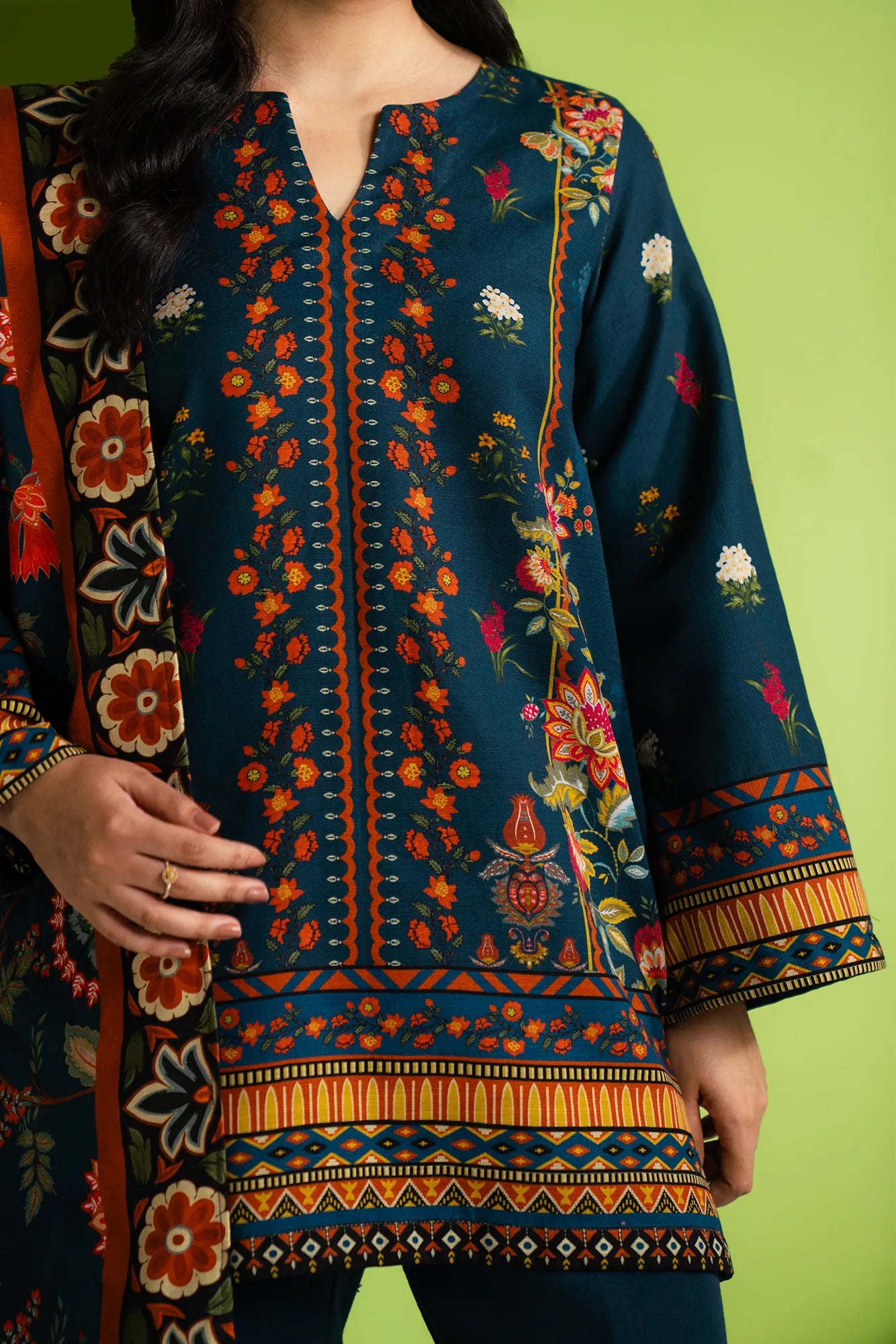 2 Piece Printed Khaddar Suit Unstitched Fall - 25