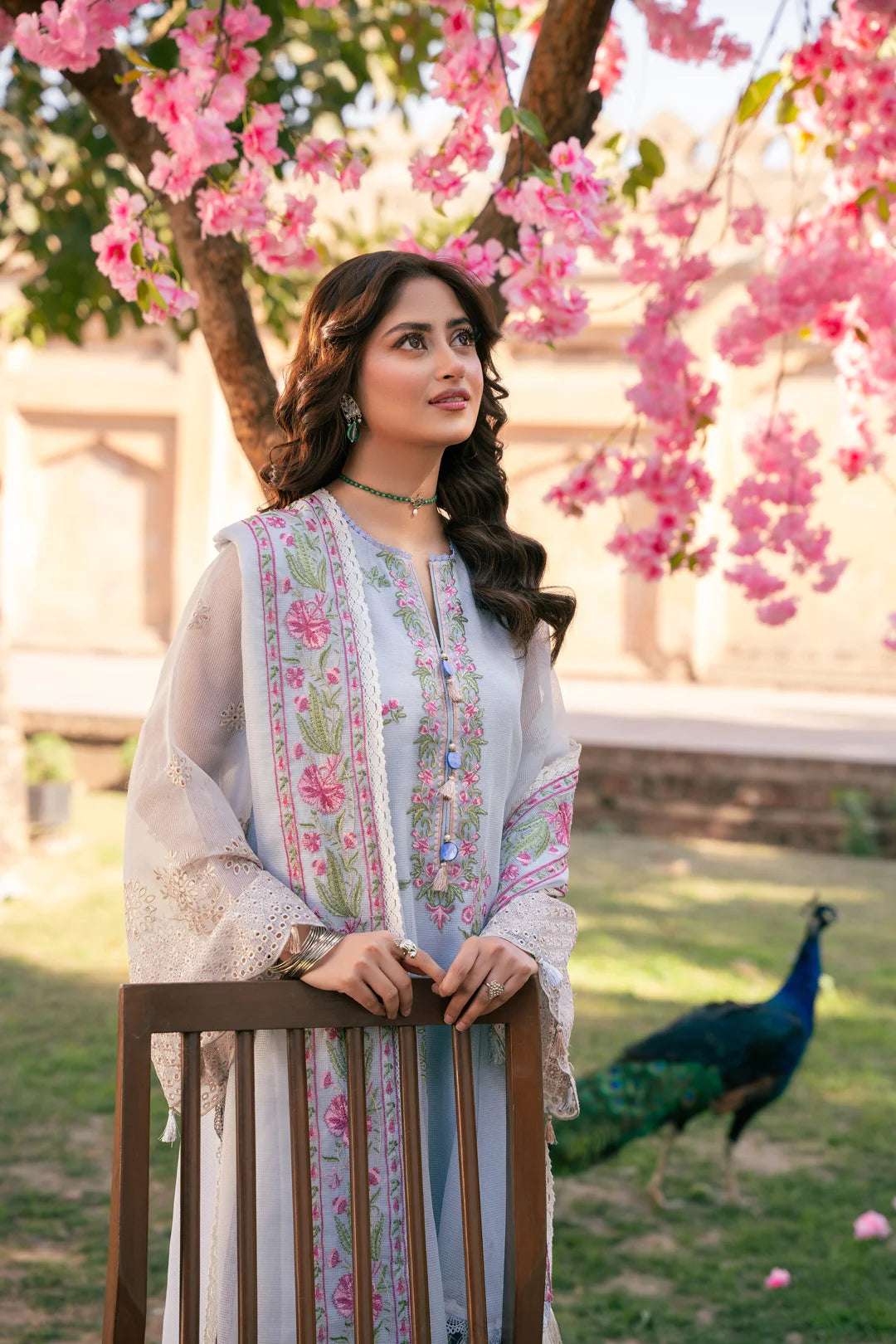 3 Piece Embroidered Cotton Net Suit