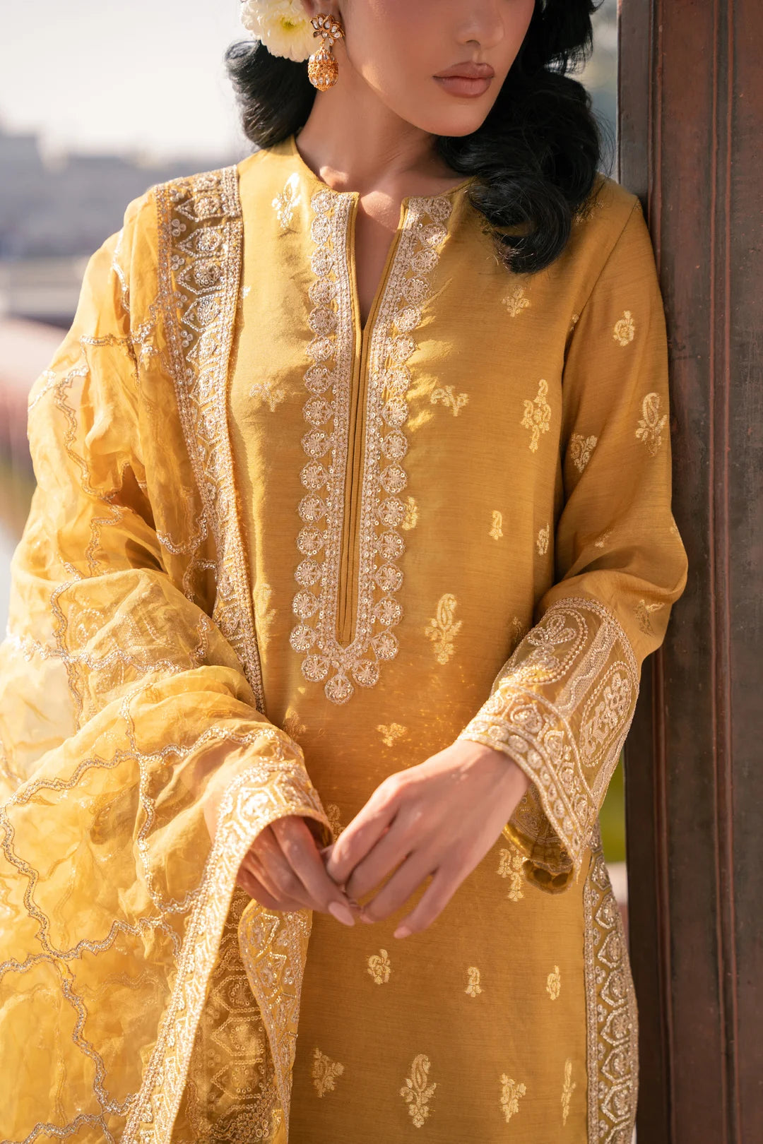 3 Piece Embroidered Badla Suit Pret SS - 25