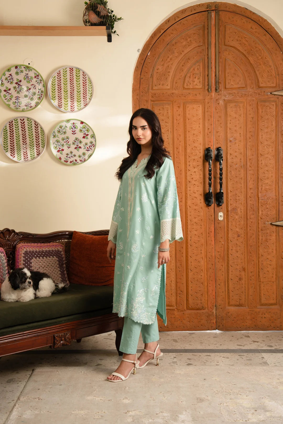 2 Piece Embroidered Cambric Dress