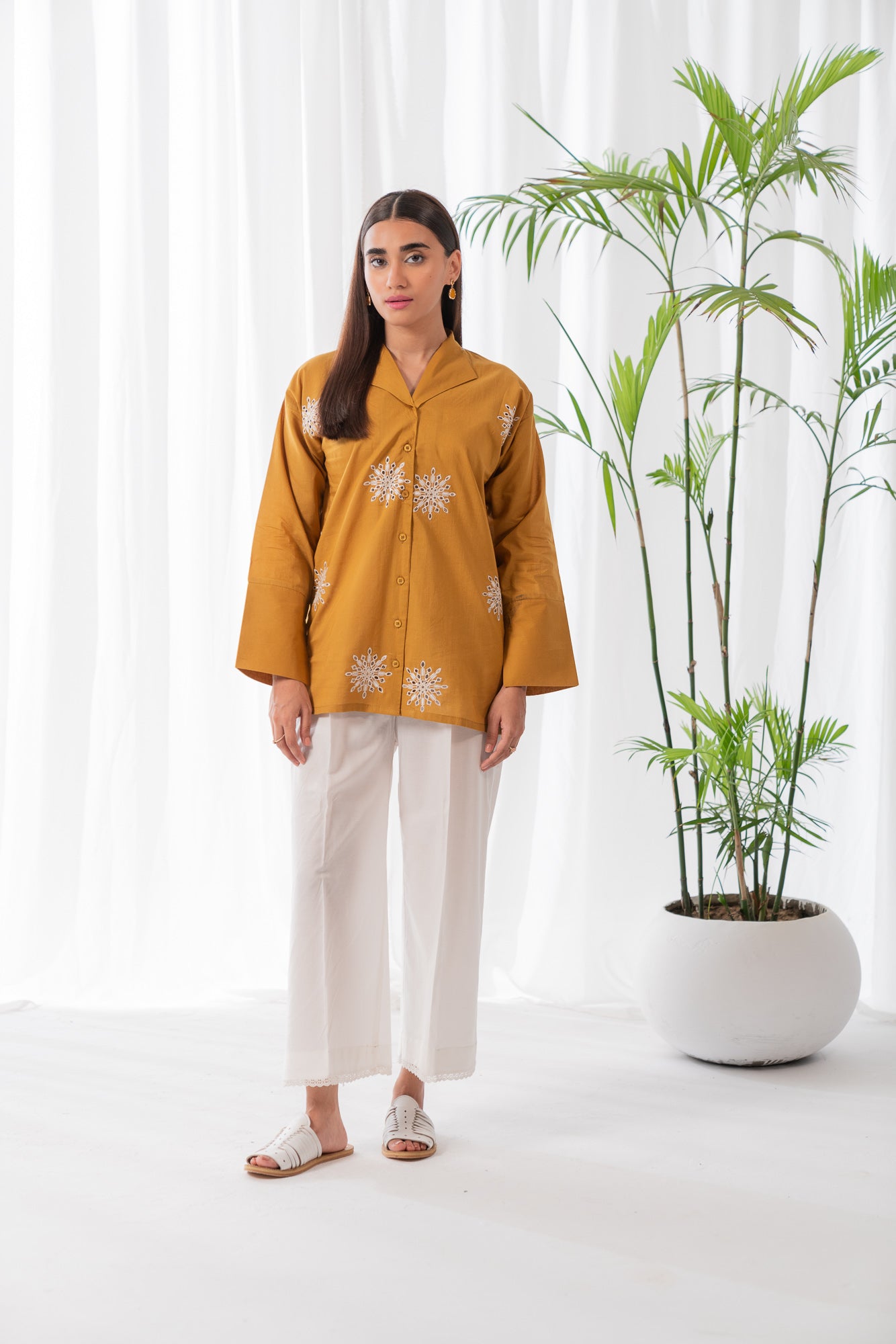 1 Piece Solid Embroidered Lawn Shirt SUMMER-24