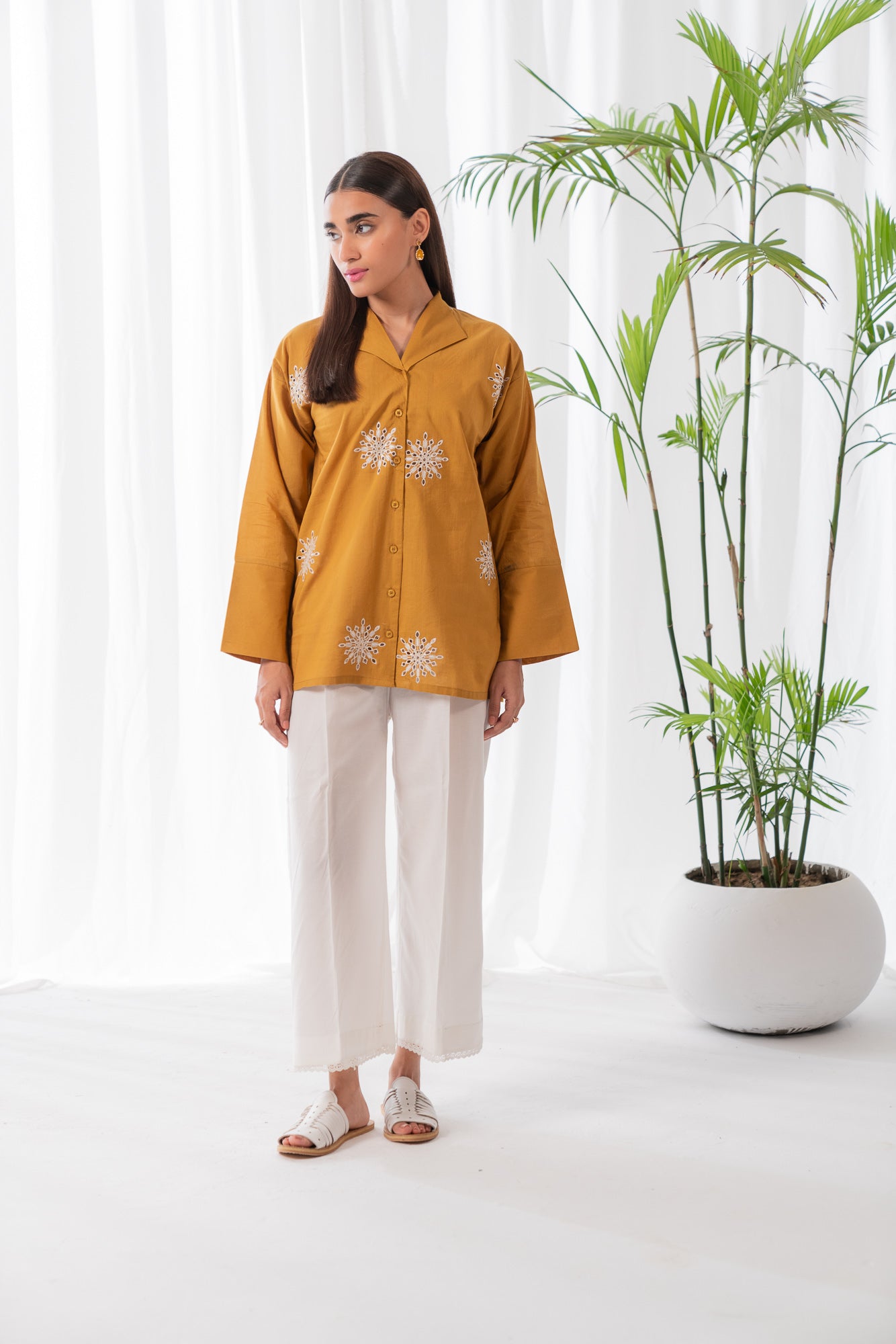 1 Piece Solid Embroidered Lawn Shirt SUMMER-24